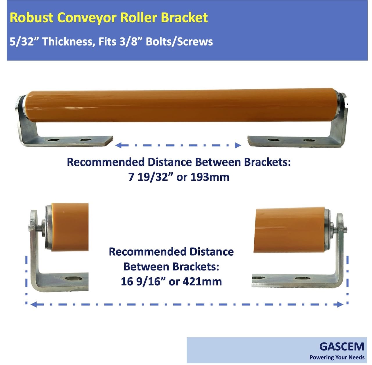 Polyurethane Coated Long Roller With Bracket Set | 16" Length, 1.5" Diameter Conveyor | Galvanized Steel | Versatile Support for Stands, Woodworking, and Conveyors | Pack of 2 — Amazon image 4