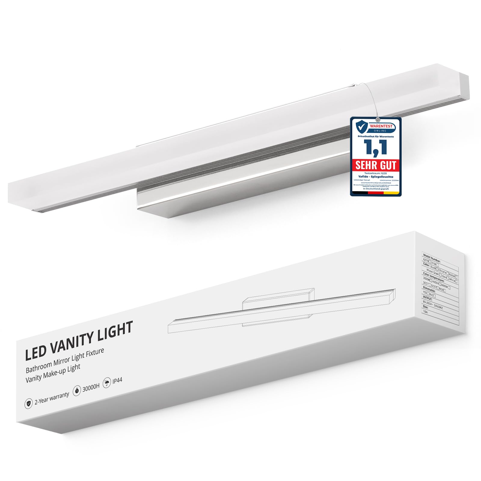 Yafido LED Spiegelleuchte Bad 40CM Spiegellampe Badezimmer Naturweiß über Spiegel, 9W Spiegellampen IP44 Spiegelschrank Beleuchtung Leuchte Spiegelbeleuchtung Wandspiegel Lampe Bathroom Mirror Light