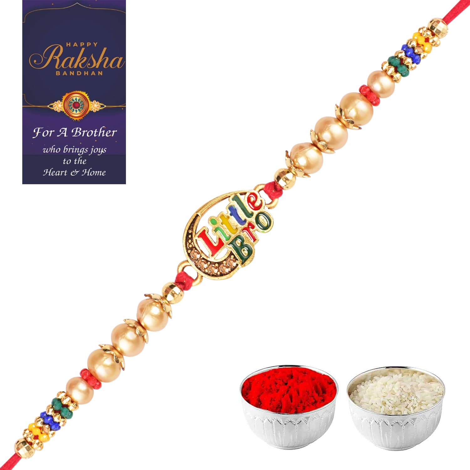 De Marquis Rakhi Combo Set of 3, 1 Little Bro (Kids) Rakhi, 1 Roli Chawal Pack, 1 Greeting Card for Bro/Brother/Bhaiya/Bhai/Bhabhi/Sister/Kids Happy Rakshabandhan (B0D9NWFG32) Amazon Price History, Amazon Price Tracker