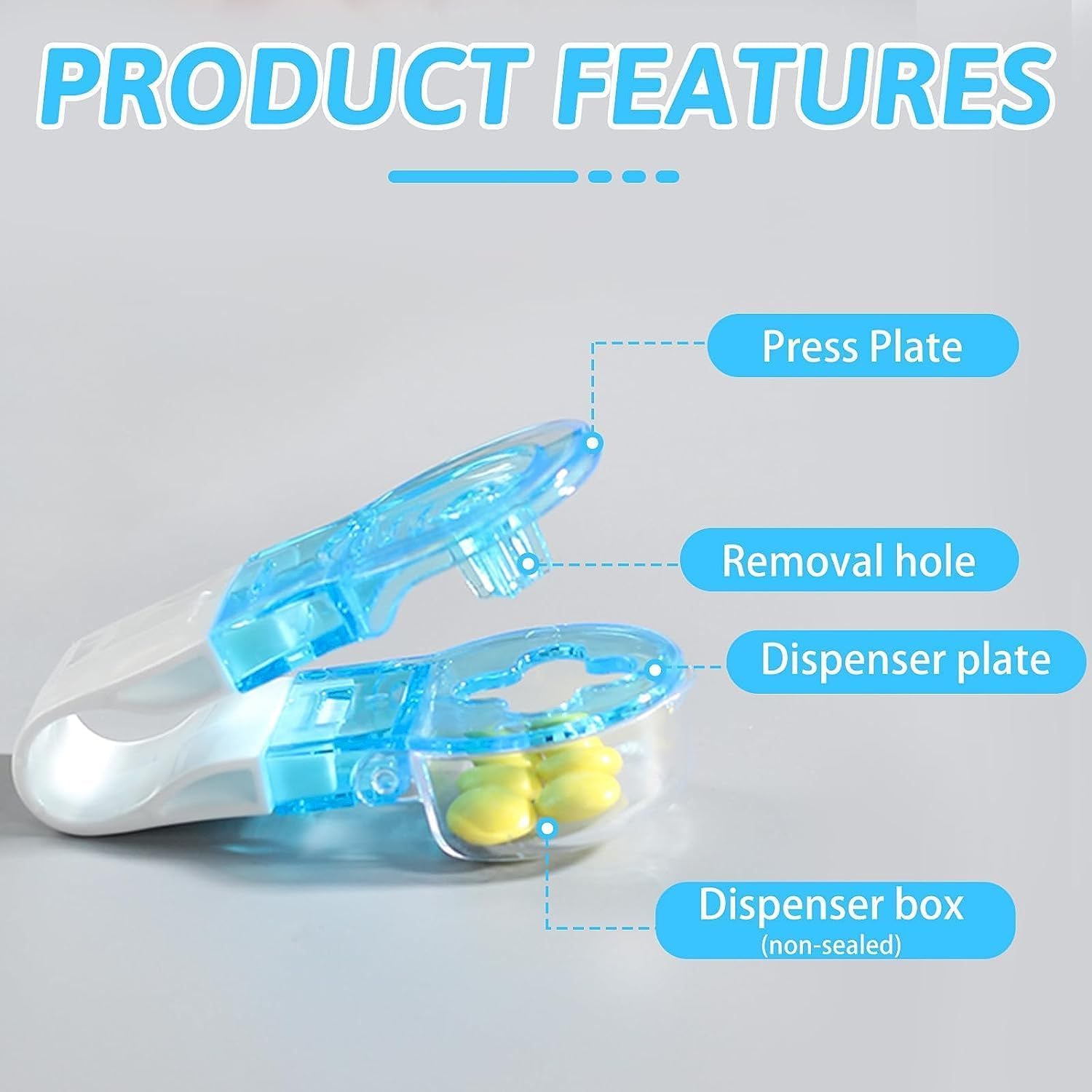 GION Pill Taker Remover, Pill Punch with Container, Portable Pill Medicine Picker, Tablet Punch, Pill Press Opener Tool Pill Taker (1Pcs) 2