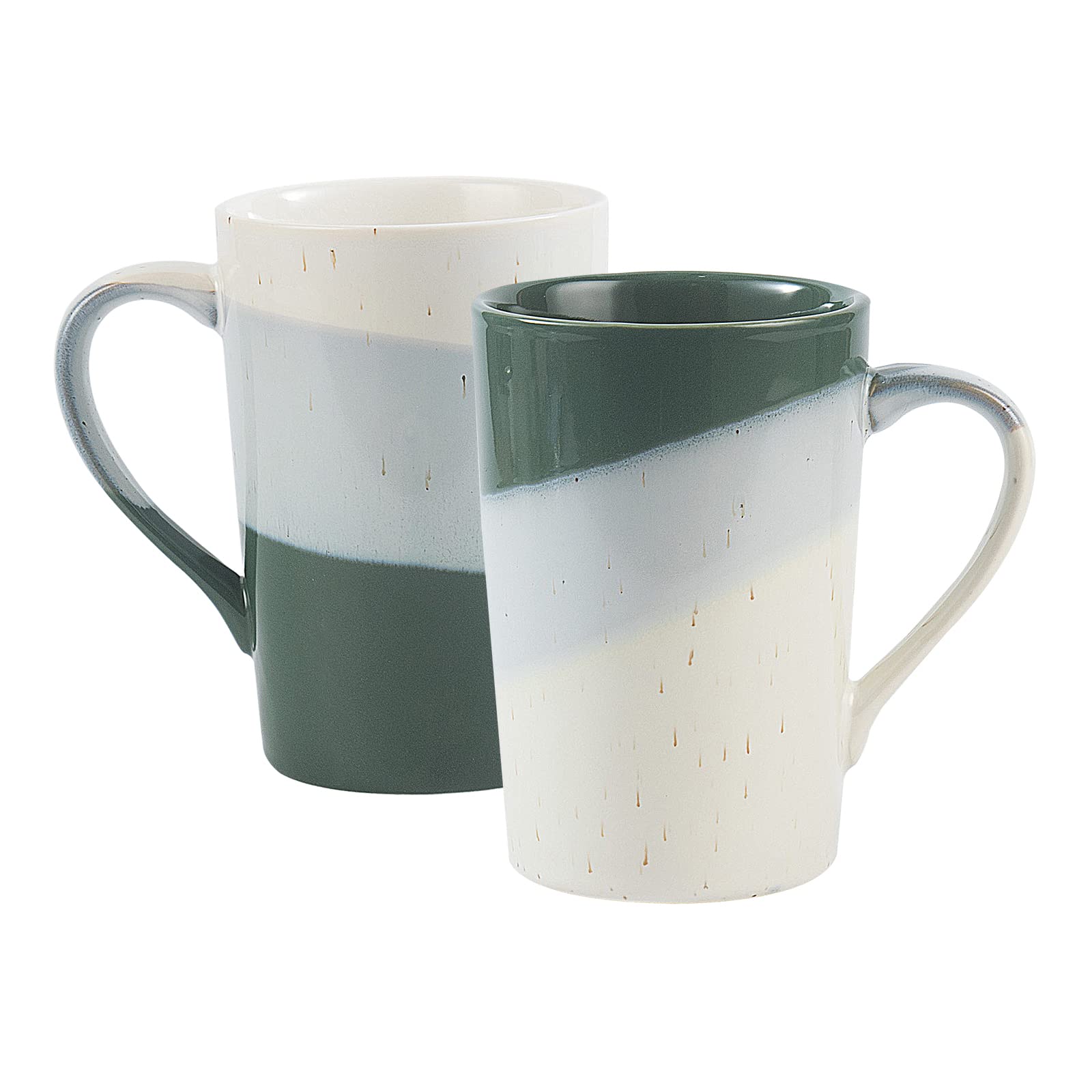 Coffee Mugs 13 oz for Men/Women, Coffee Mug Set of 2, Pottery Mug, Ceramic Tea Cups for Office and Home, Coffee Mugs for Couples, Engagement Gifts - Green
