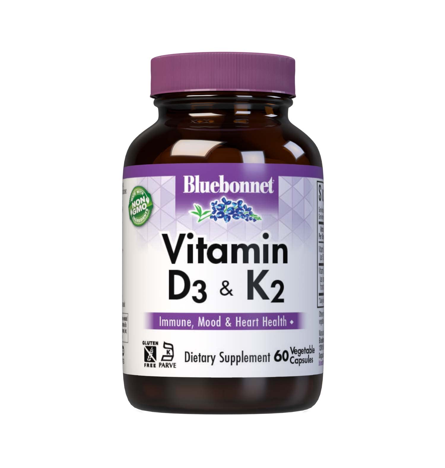 Bluebonnet Nutrition Vitamin D3 & K2, Soy-Free, for Strong-Healthy Bones*, Gluten-Free, Non-GMO, Dairy-Free, Kosher Certif...