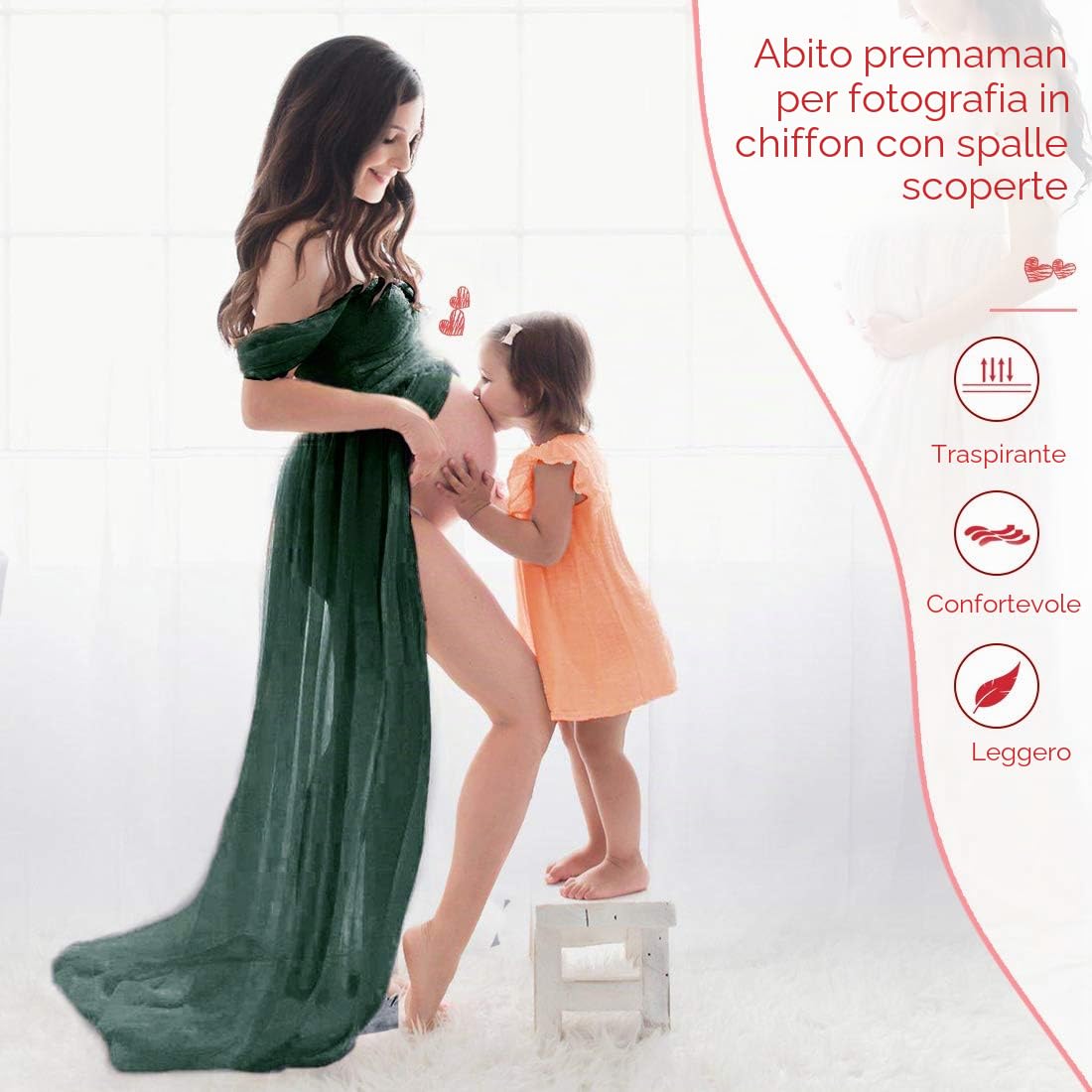 FEOYA-Trailing Long Dresses Maternity Photography Puntelli Abiti per Foto Shoot Summer Tube Traspirante Top Split Anteriore Gravidanza Ladies Senza Spalline Maxi Dress