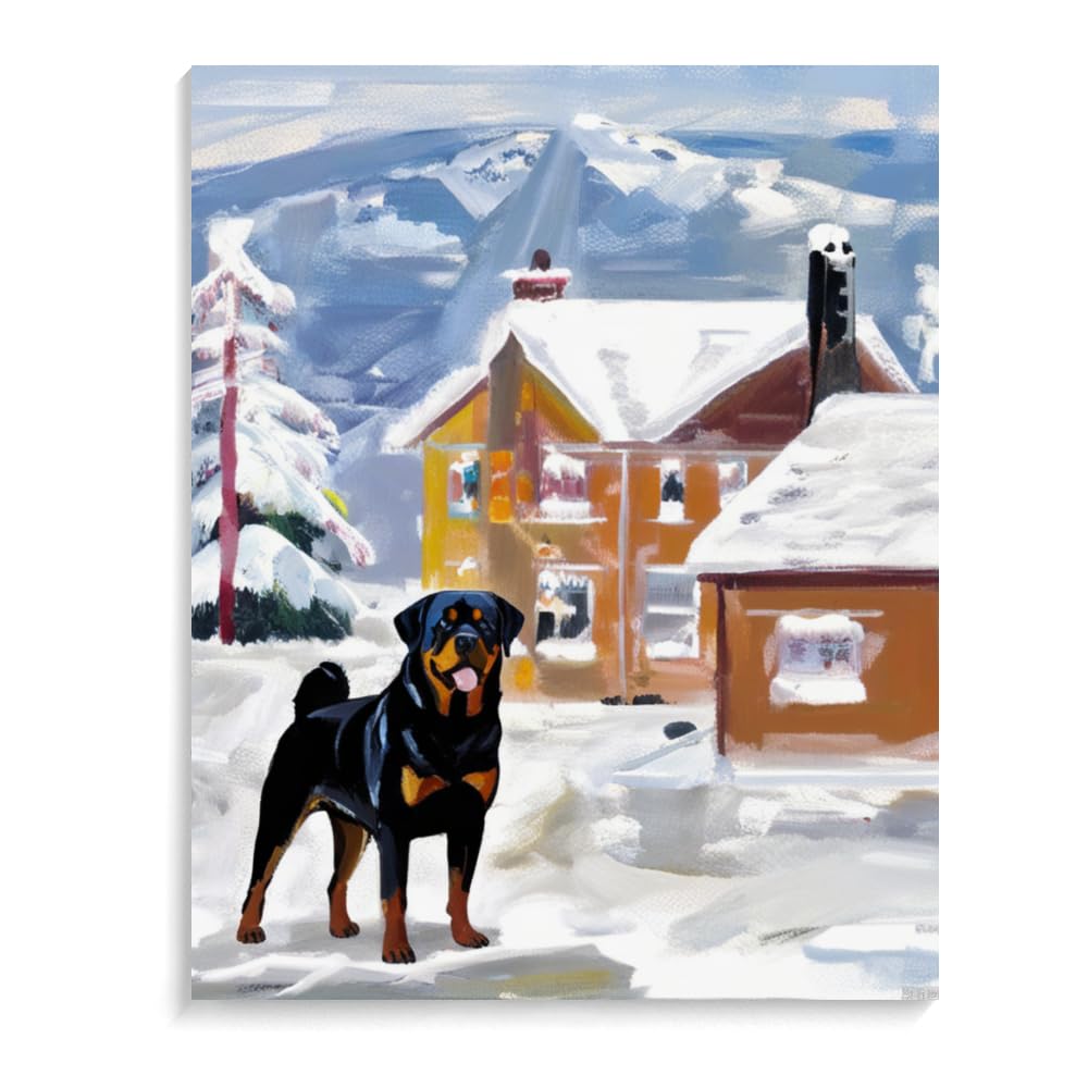 DIY Paint by Number for Adults Beginner Rottweiler Dog Paint by Number on Canvas DIY Oil Painting for Gift Home Wall Decor 20x24inch(50x60cm) Frameless