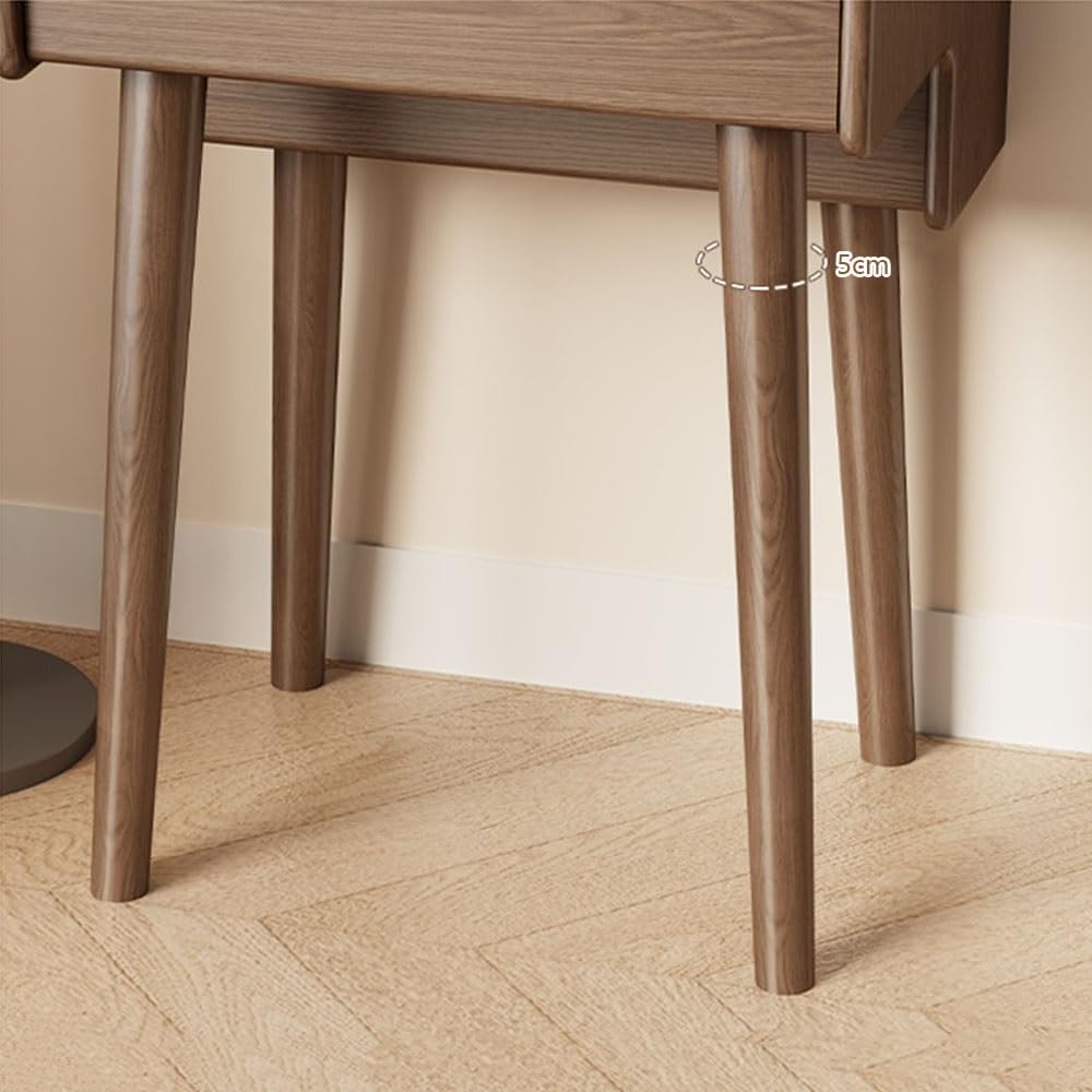 kleiner Holztisch Schminktisch, Mini-Flip-Nachttisch, Aufbewahrungsschrank Schminktisch Stühle(Bruin)