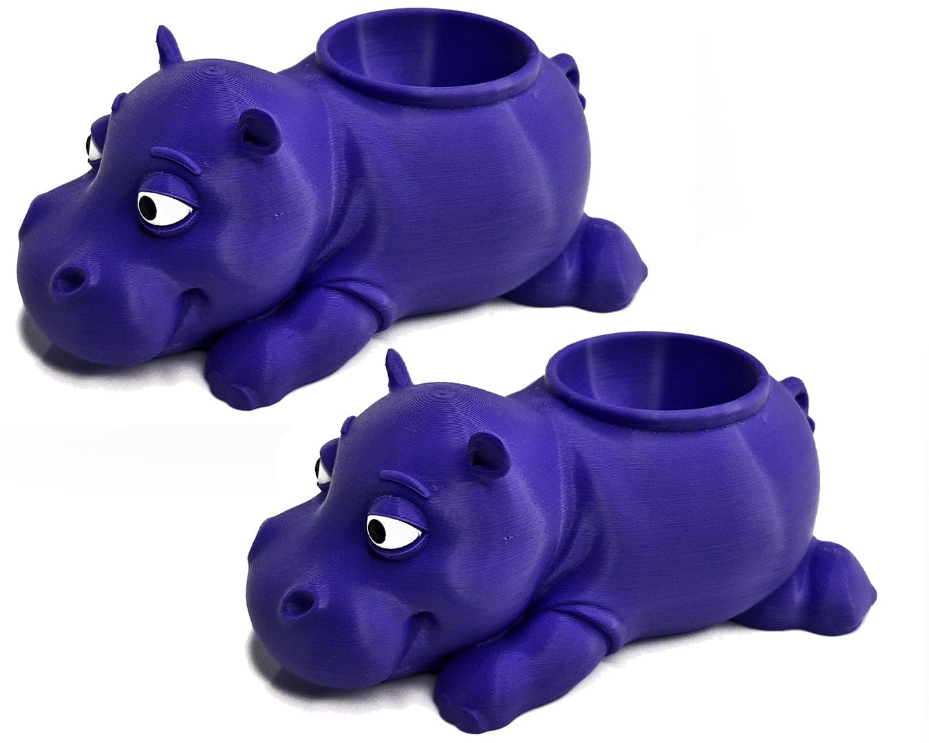 Hippo Egg Cup Holder Hippo โ 2 Pack โ Easter Novelty Souvenir Gift Soft Boiled Egg Stand Animal Shaped Kitchen Accent Family Meal Table Ornament Seasonal Gift 3D (Hippo โ 2 Pack)