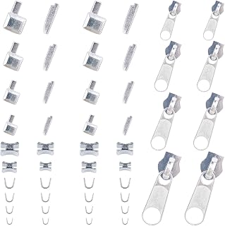 Platinum 48-Piece Metal Zipper Repair Accessories Set - DIY Sewing Kit with Slider, Retainer, Box Insert, Pin, Top & Bottom Stoppers for 3# 5# 8# 10# Zippers