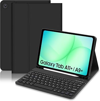 Keyboard Case for Samsung Galaxy Tab A9+ 11 Inch 2023 SM-X210/X216/X218,Slim A9 plus Tablet Cover with Bluetooth UK Layout Keyboard,Detachable Keyboard with S Pen Holder for Samsung Tab A9+Black