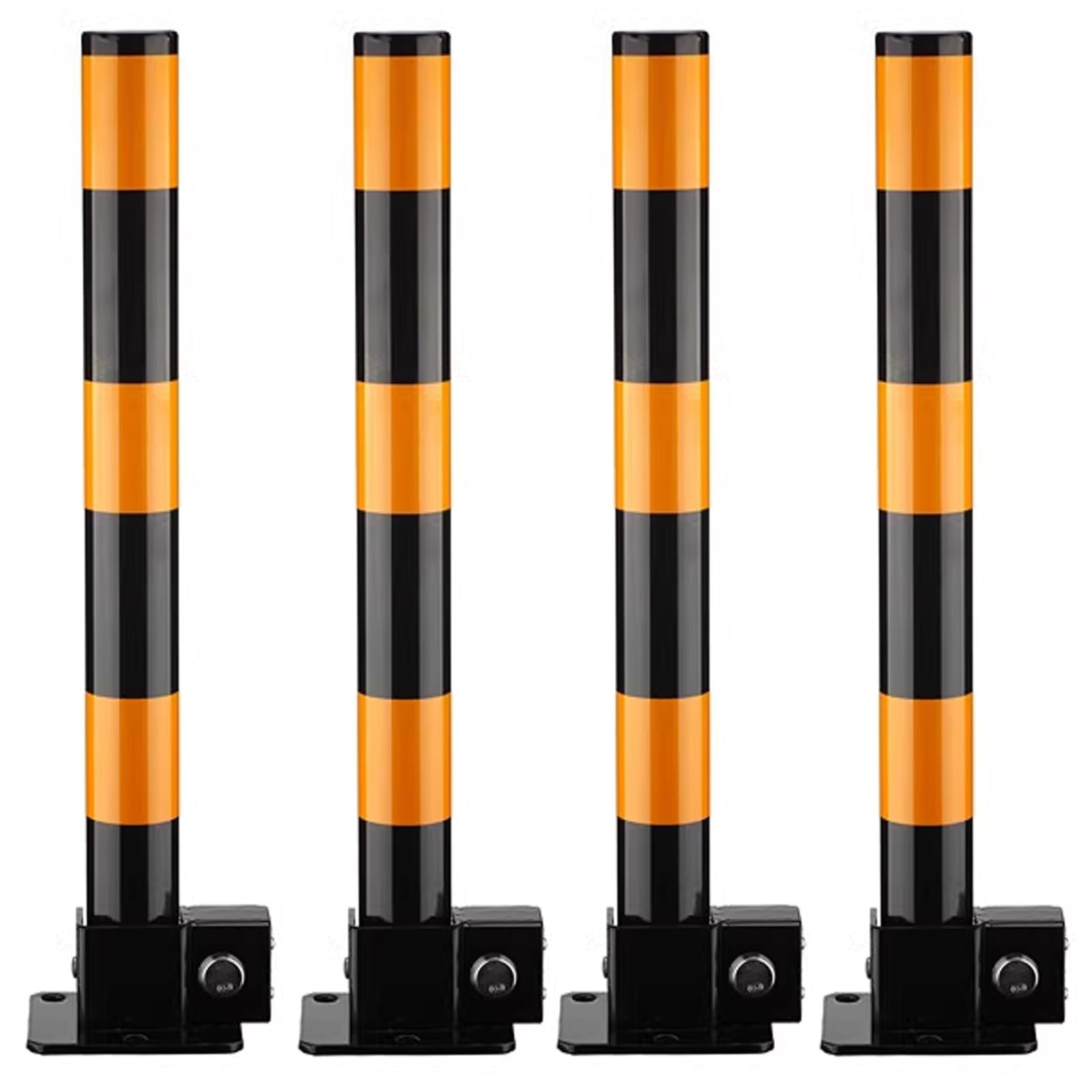 HCZKIUJY Heavy-Duty Steel Safety Bollard for Secure Traffic Delineation in Sensitive Areas (Black 4PCS)