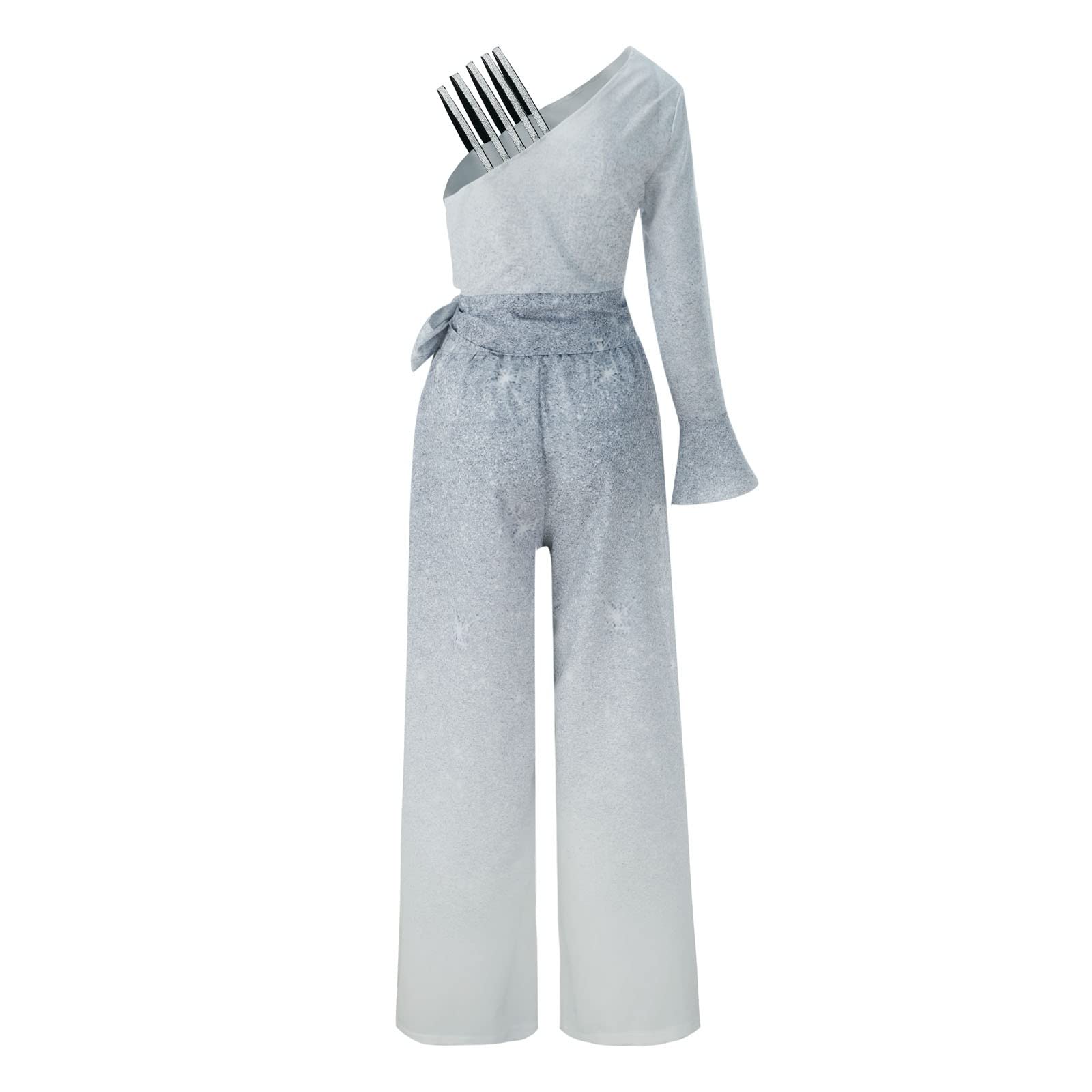 Tuta da donna elegante, per feste, matrimoni, senza spalle, estiva, leggera, bohémien, tie Dye Jumpsuits per ragazze, con cintura, gamba larga, tuta sportiva, taglie forti