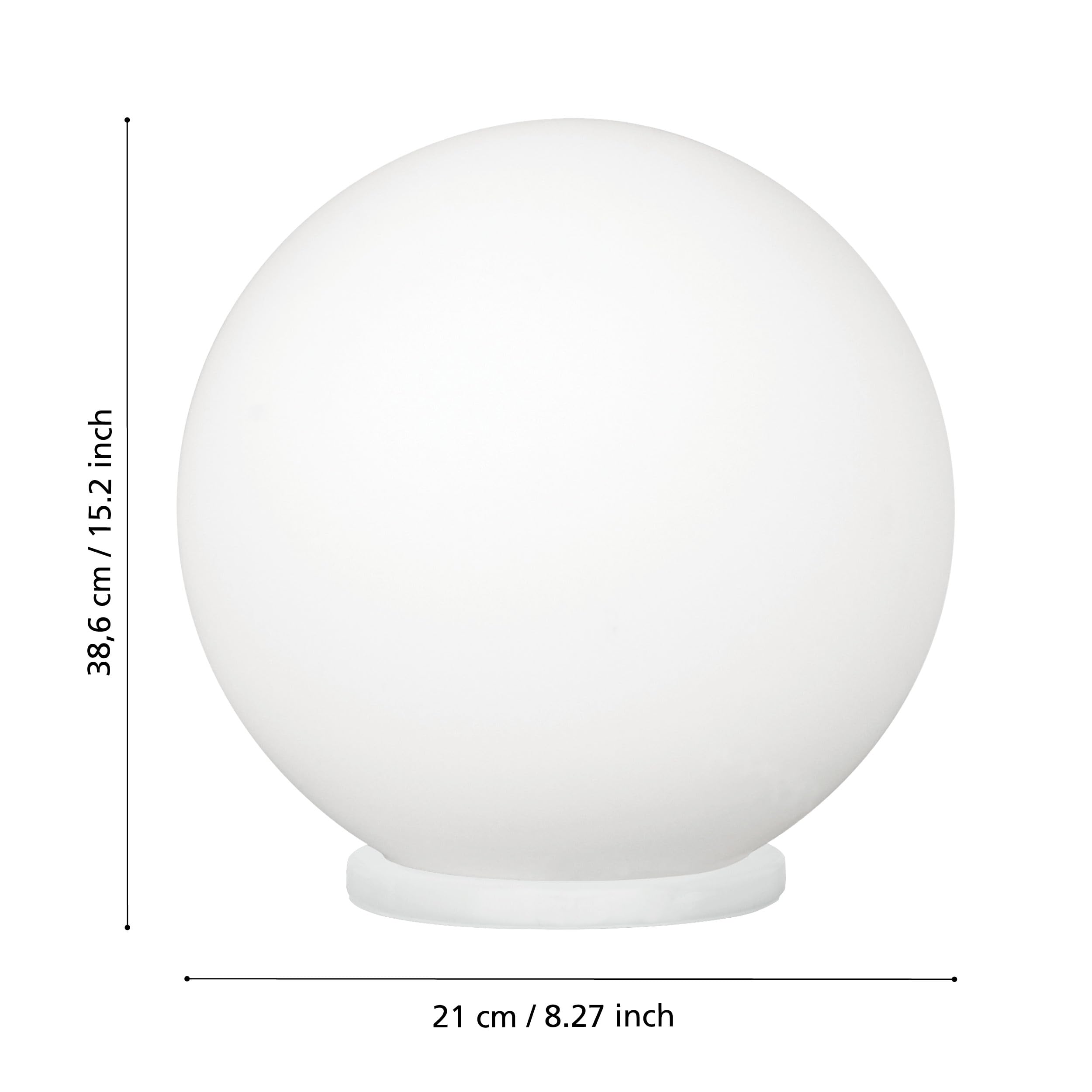 Eglo Rondo lámpara de mesa, luz de noche de cristal opalino blanco mate, color blanco, casquillo E27, con interruptor