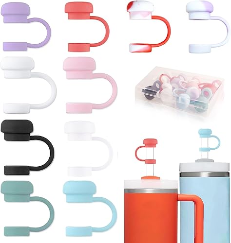 Stanley - Paquete de 10 fundas de popote compatibles con vaso Stanley Cup de 40-20 onzas, cubierta de popote de silicona suave para popotes de