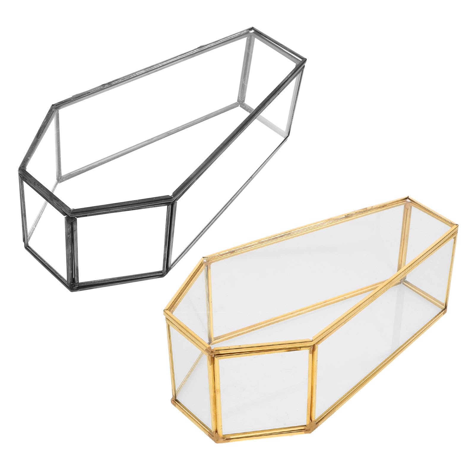 SHINEOFI 2 Piezas Caja de Cristal con Forma de Ataúd Pequeña y Compacta con Tapa, Estilo Gótico Vintage para Decoración de Halloween y Uso Hogar