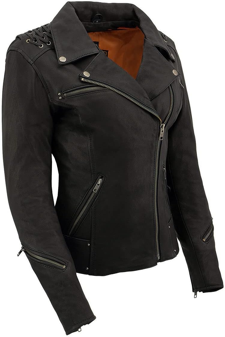 Milwaukee Leather MLL2525 Women’s Black Leather Lightweight Lace to Lace Jacket Milwaukee Leather MLL2525 Women’s Black Leather Lightweight Lace to Lace Jacket