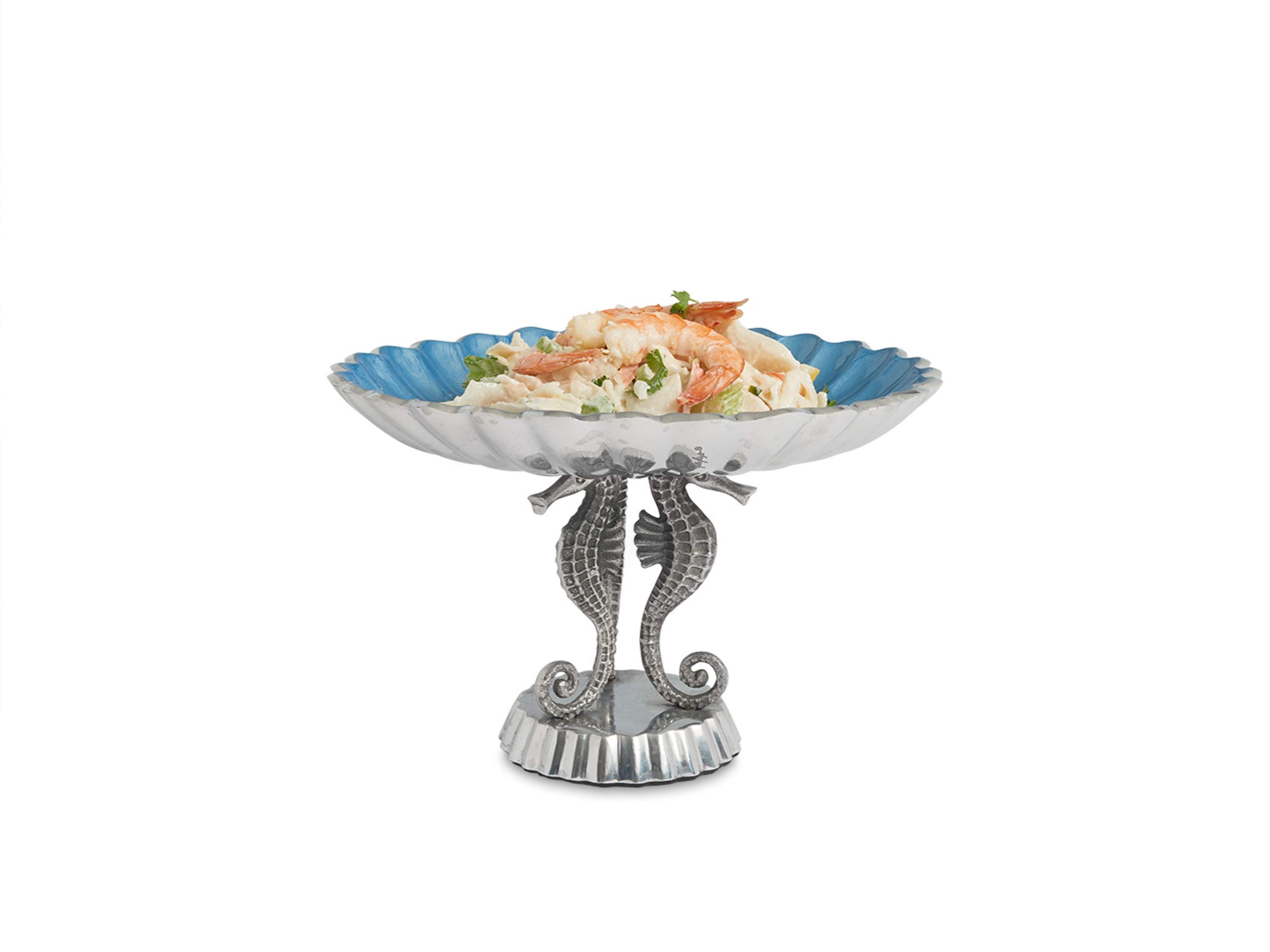 Julia Knight Ciotola Scallop Sea Horse – Azzurro (Azure) – 12,5 Cm – Alimento Fatto A Mano In Alluminio