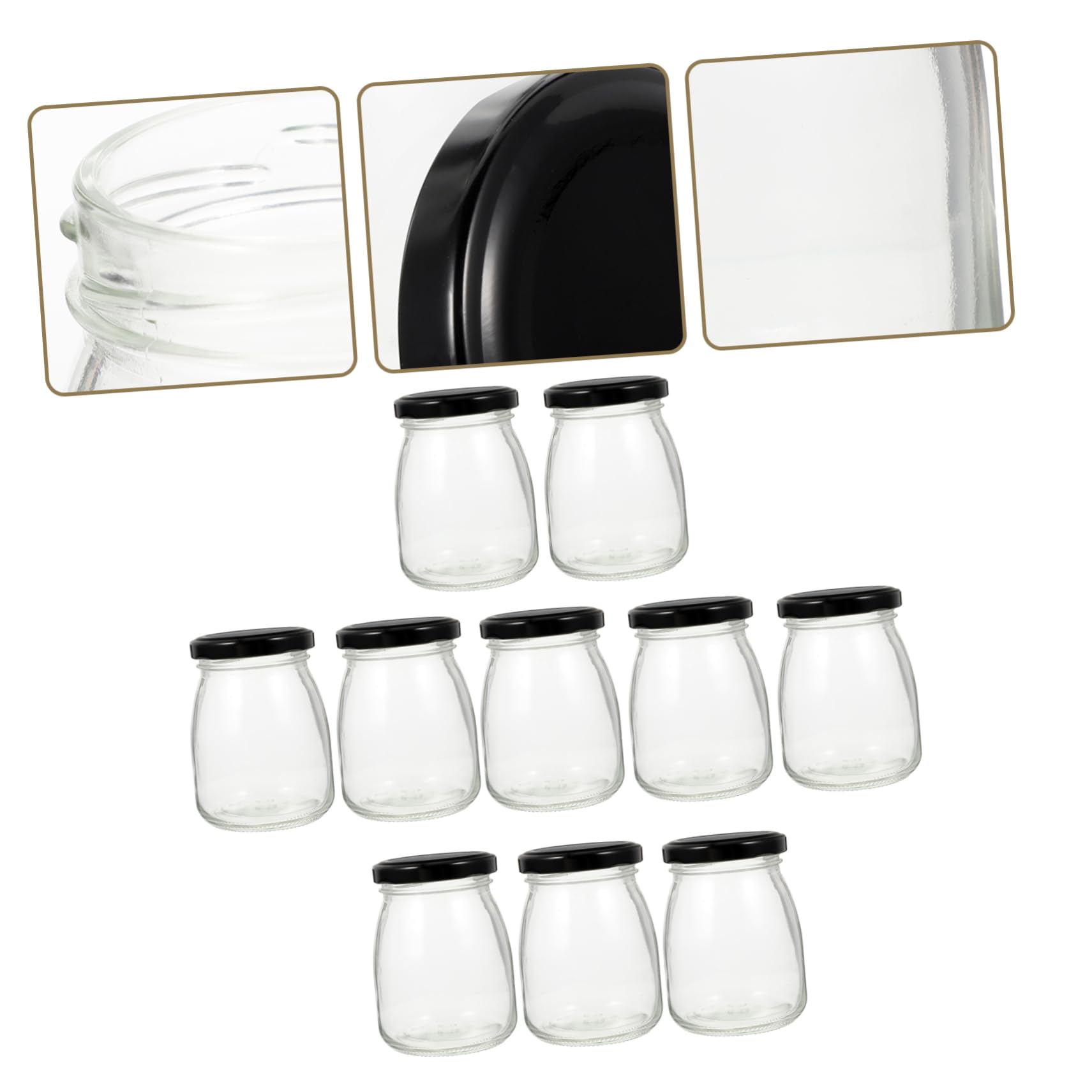 10 Stück Joghurtgläser aus Glas mit Metalldeckel 200ml Flacher Boden Frischhaltend für Milch und Joghurt für Tisch und Party