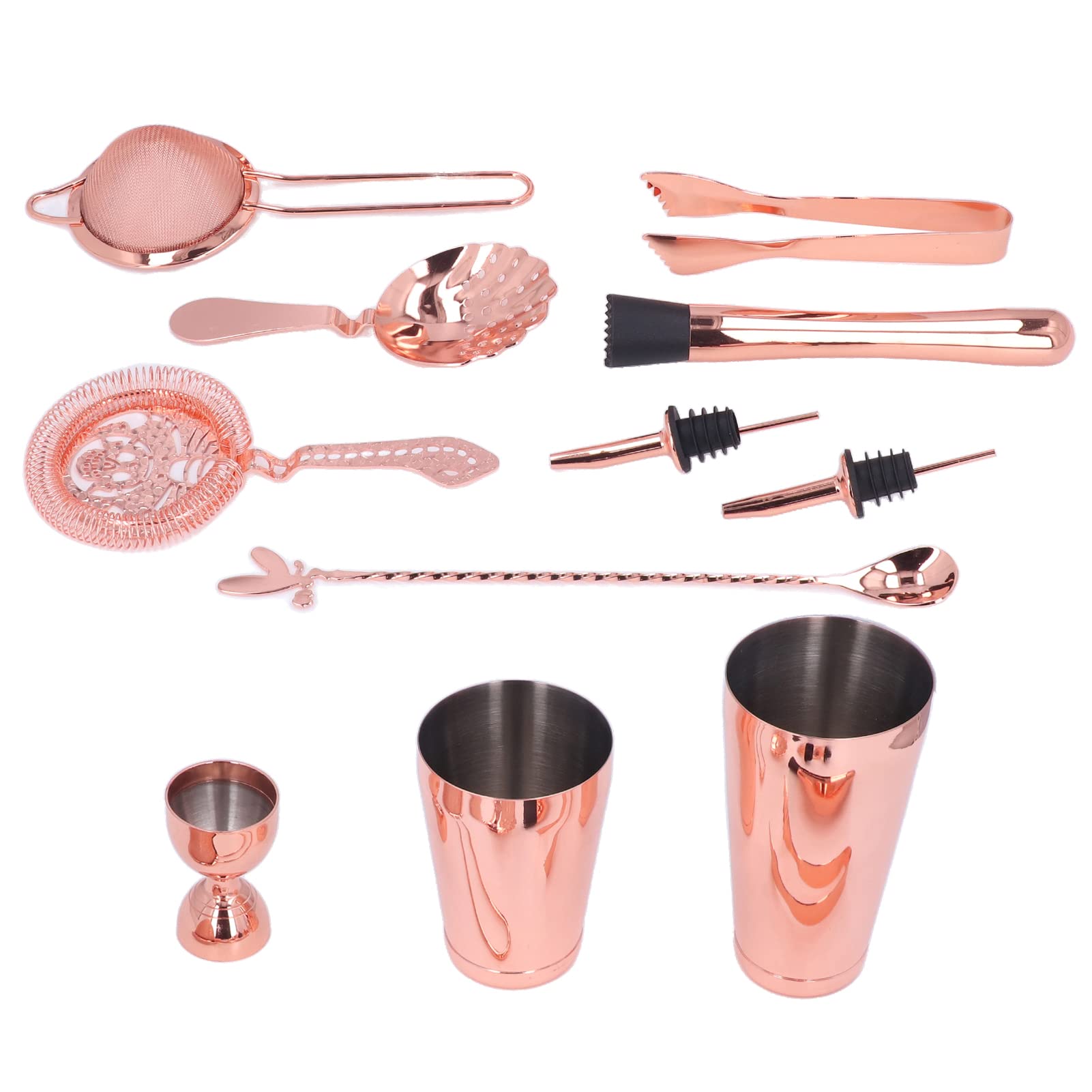 Conjunto de coctelera de cóctel de 11 piezas, kit de cóctel de acero inoxidable, conjunto de bar, mezclador de bebidas con accesorios esenciales, coctelera, Jigger, colador,
