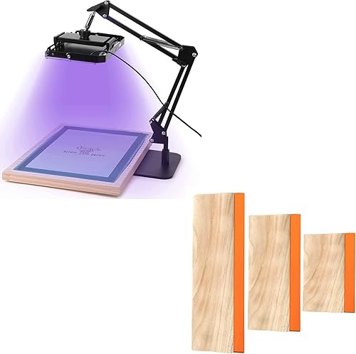 Caydo Unidad de exposición LED de 50W para la impresión de pantalla, luz de impresión de pantalla UV con 3 pedazos 3 tamaños pantalla escobilla de