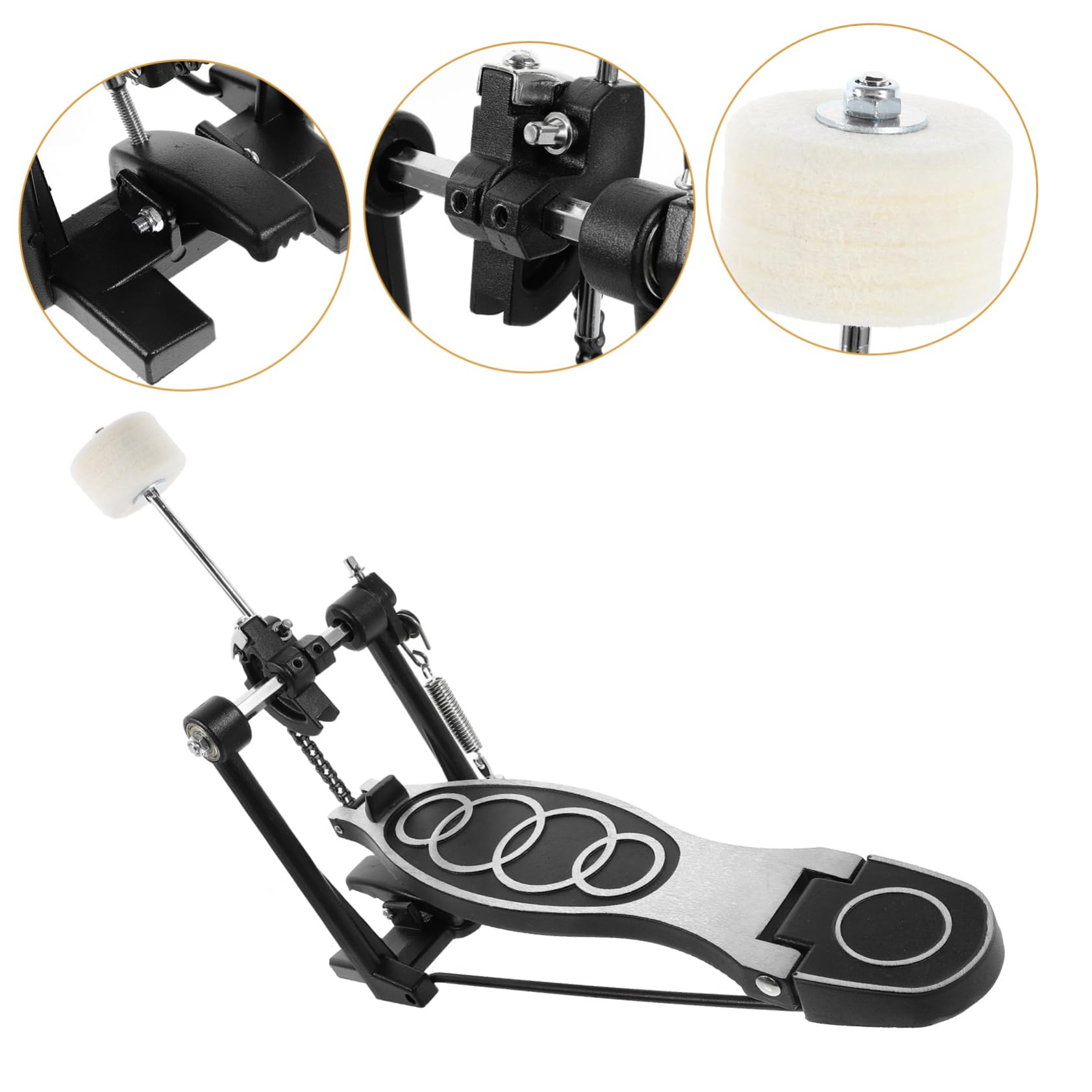 CLISPEED Pedale Per Grancassa Singolo Antiscivolo in Feltro Regolabile, Accessorio Di Ricambio Per Batteria e Strumenti a Percussione, Per Esercitarsi e Batteristi Jazz