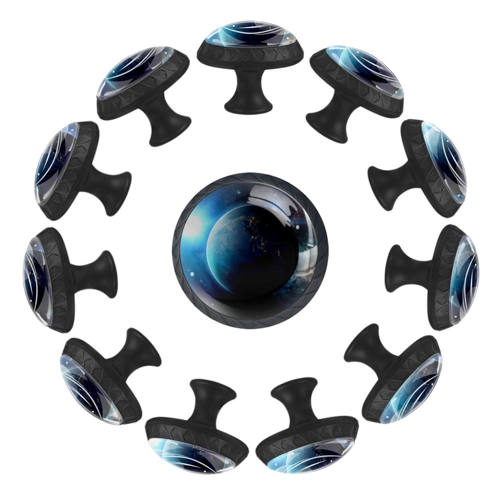 Boutons de tiroir ronds 35mm espace planète poignée commode chambre enfant lot de 12