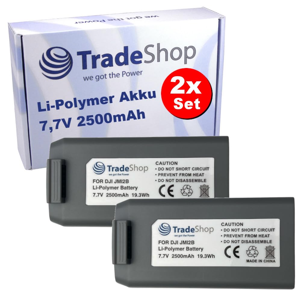 Trade-Shop - 2 Pack 7.7V 2500mAh Lithium Polymer Battery Compatible with DJI Mavic Mini SE, Mini 2, Mini 4K, Drone Accessories, Multicopter, Drone Camera