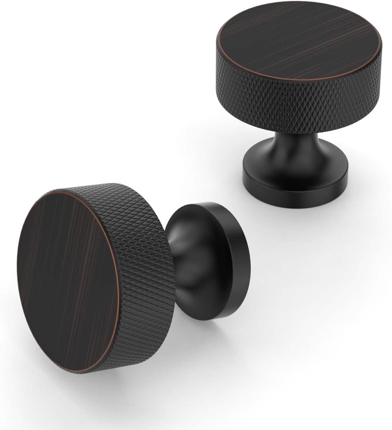 FILTA Matte Black Knurled 1-1/5"(30mm) Cabinet Knobs for Dresser,10 Pack Single Hole Black Round Kitchen Cabinet Knobs Drawer Knobs and knobs for Bathroom Cabinets