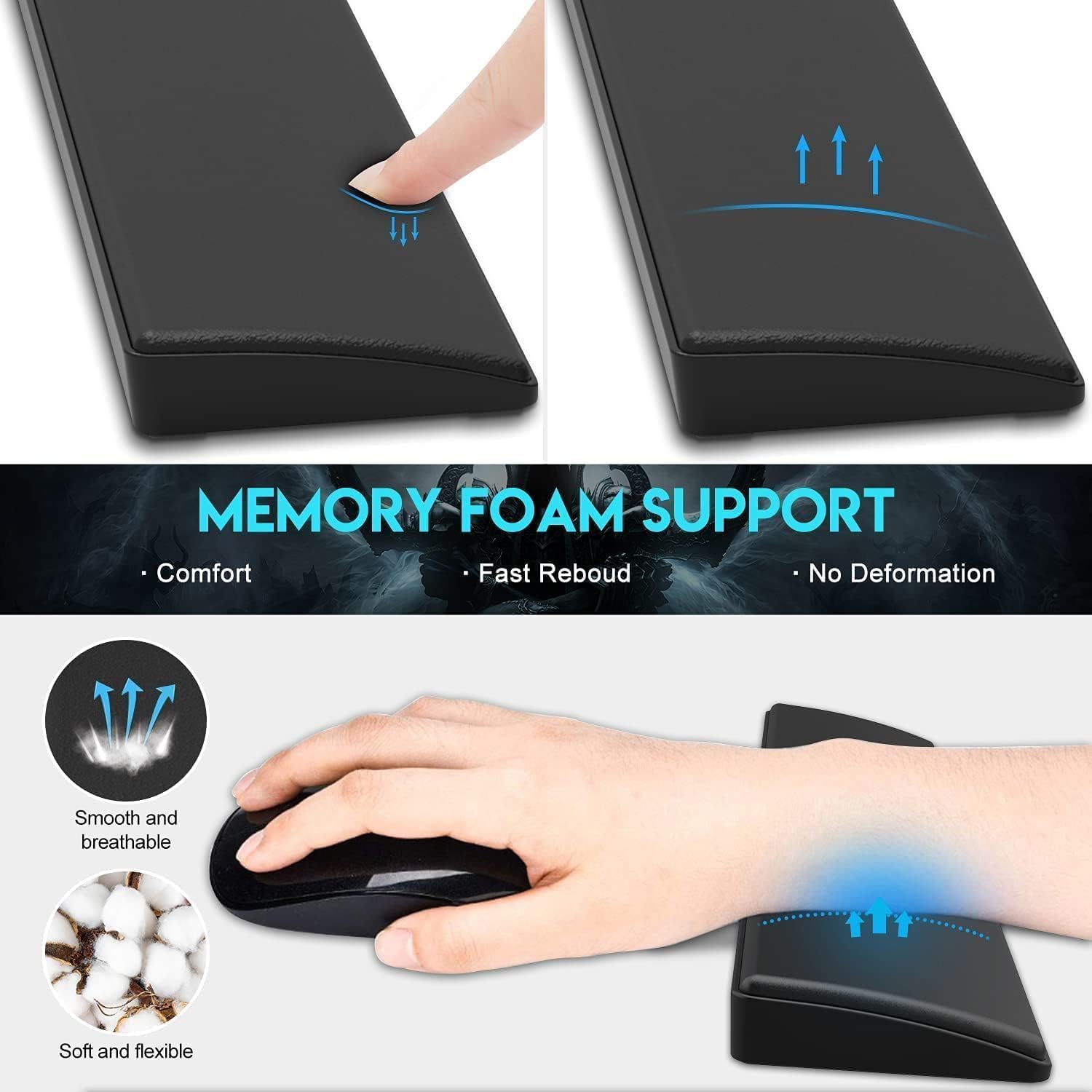 Attack Shark Repose-Poignet Acrylique Transparent Givré 104 Touches – Support Ergonomique Antidérapant Clavier Gaming & Bureau