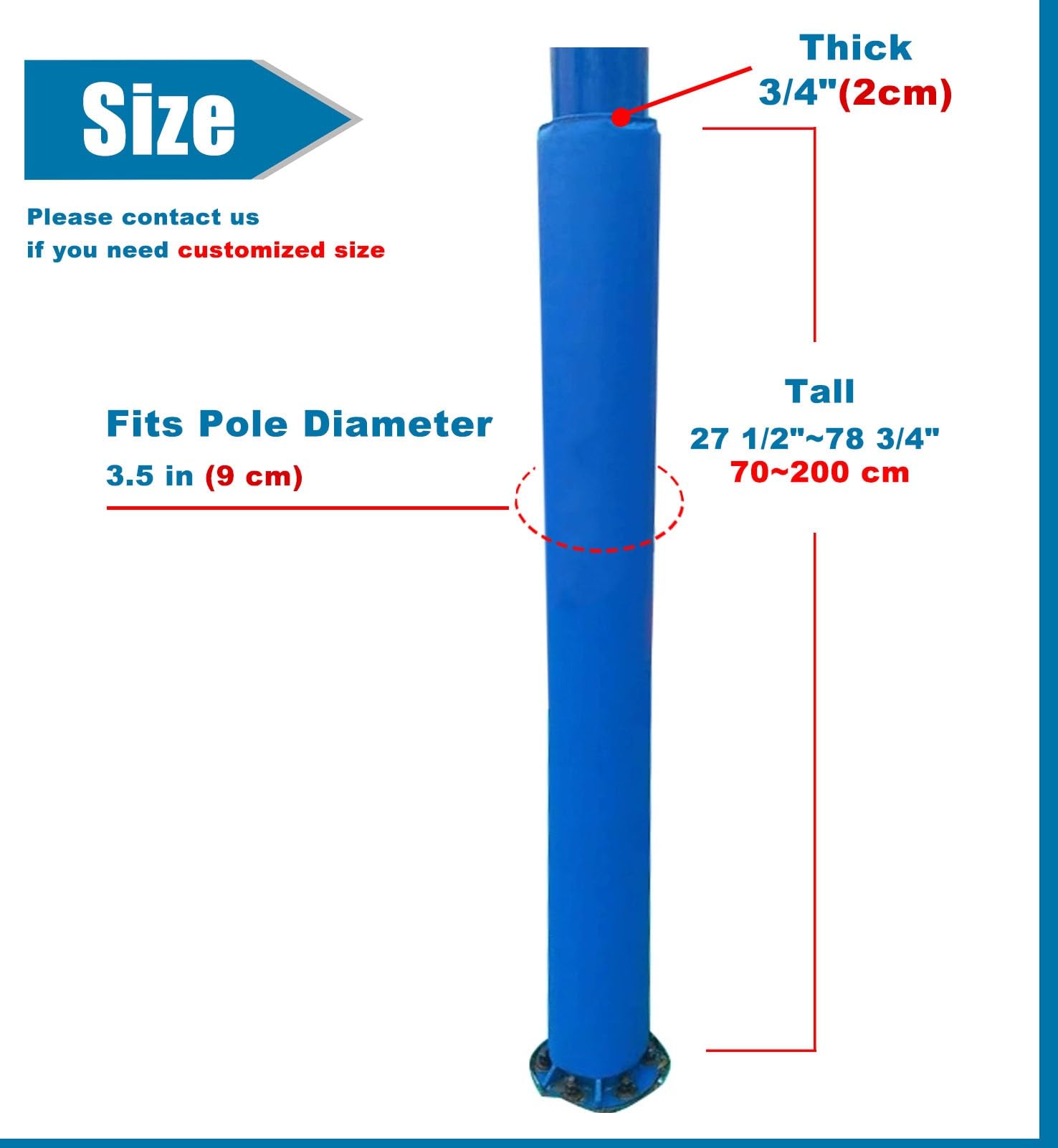 Podkładka na kijki do koszykówki, okrągła podkładka na kijki do koszykówki dla kijków 8,9 cm, wysokość 68-198 cm, wyściółka antykolizyjna, do domu, siłowni i placu zabaw, ochraniacz na drążek garażowy