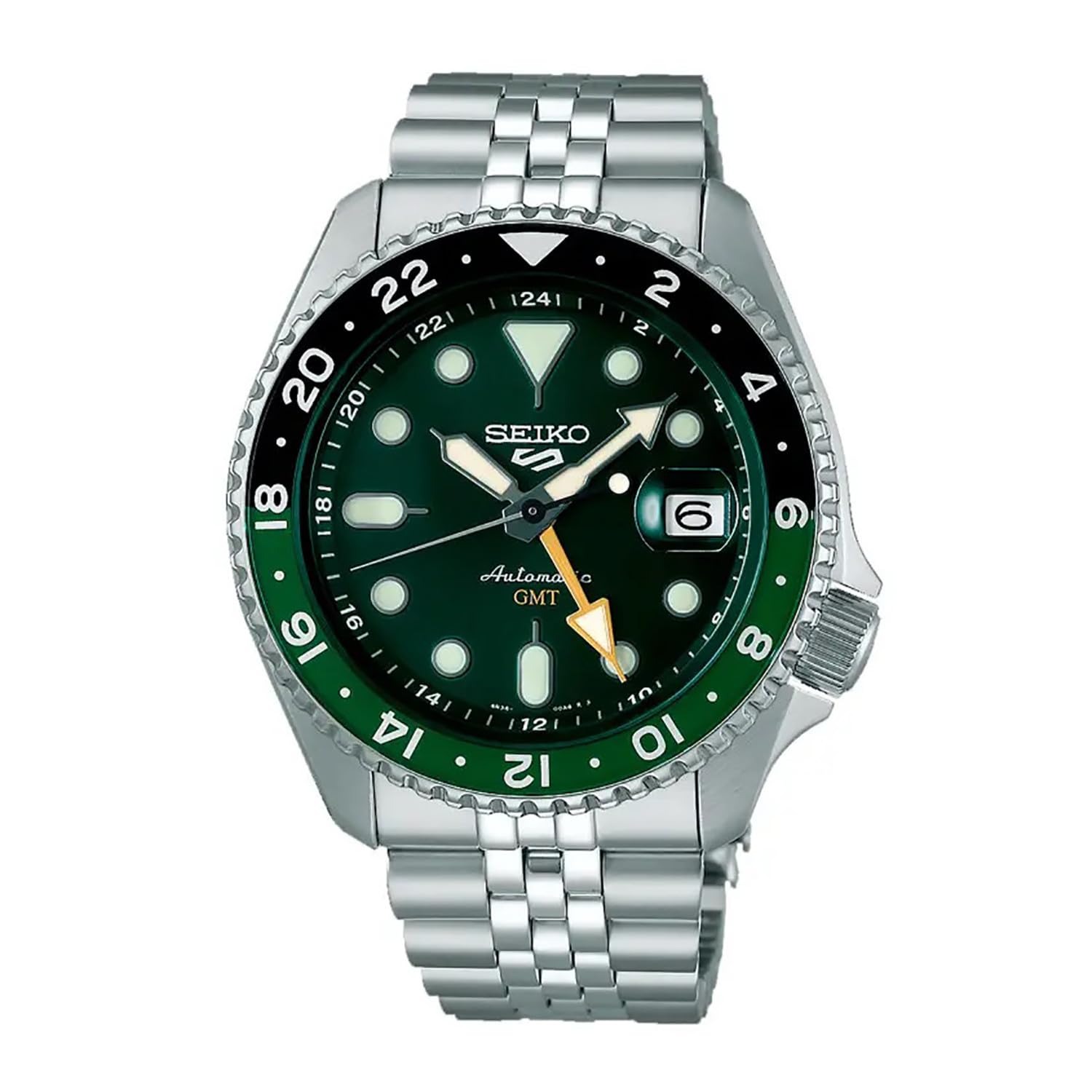 Seiko SSK035 5 Sports Automatic GMT Watch Green Black NEW Release