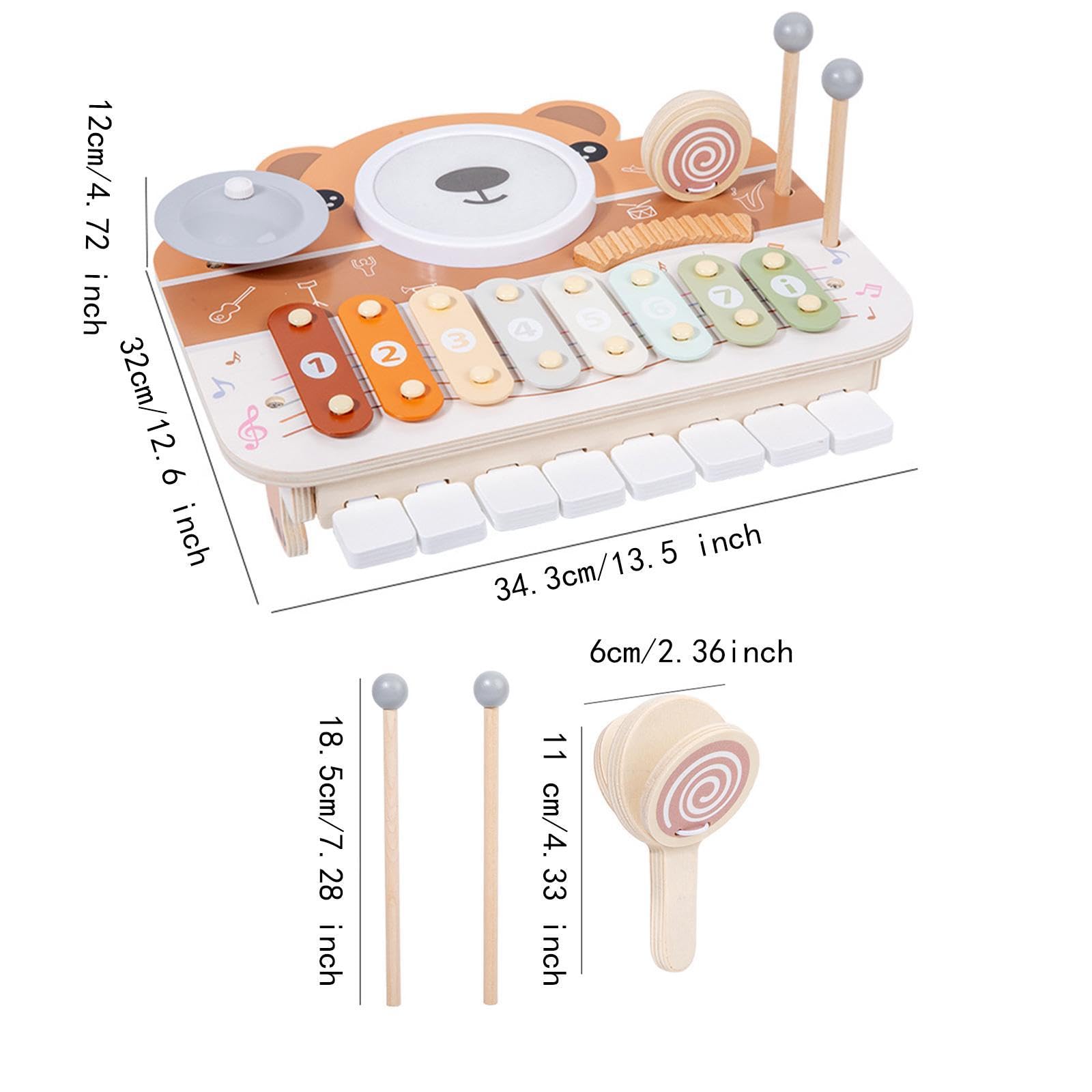 Clavier pour Bébé Préscolaire Xylophone En Bois pour Les Tout-petits 18 Mois + Filles Garçons