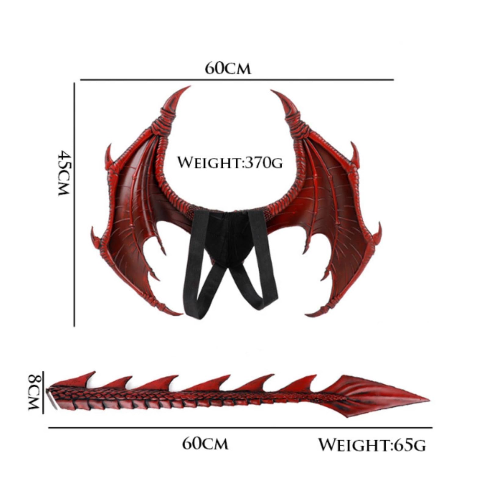 Drachenflügel-Set strukturiert Drachenflügel mit Endstück leicht Flügel mit Drachenschwanz für Halloween, Karneval, Cosplay, Lila Flügel- Und Schwanzset, Einheitsgröße