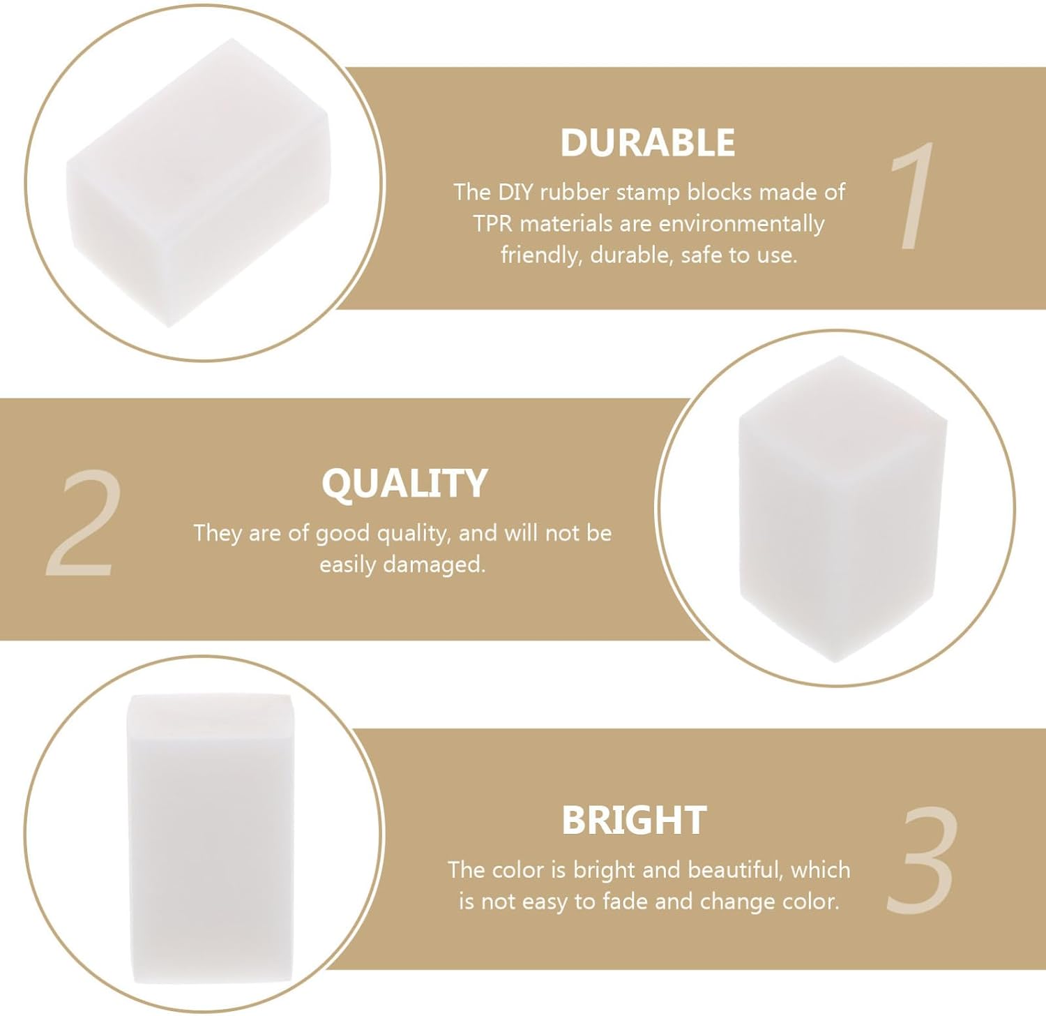 TPR Rubber Carving Blocks and Bright White Color 4pcs for Stamp Making, Easy to Carve Rubber Crafts Material with Simple Design for Newspapers and Clip Art Projects