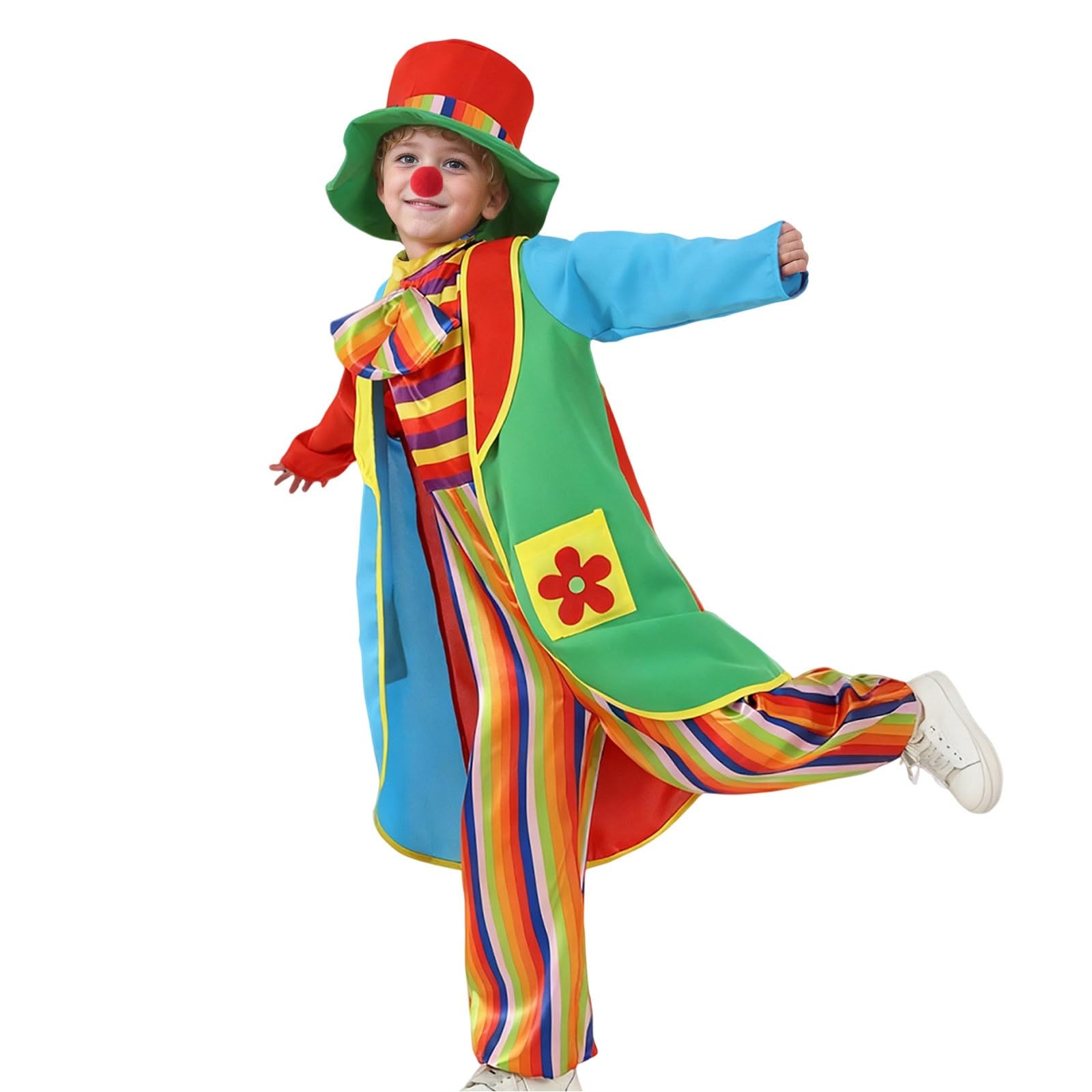 Faschingskostüme Kinder Jungen Bunter Regenbogen Clown Kostüm Mit Hut Für Fasching Karneval Zirkus Mottoparty Bühnenperformance Perfekt Für Kleine Spaßmacher Und Gaukler Kinder Faschingskostüm Junge