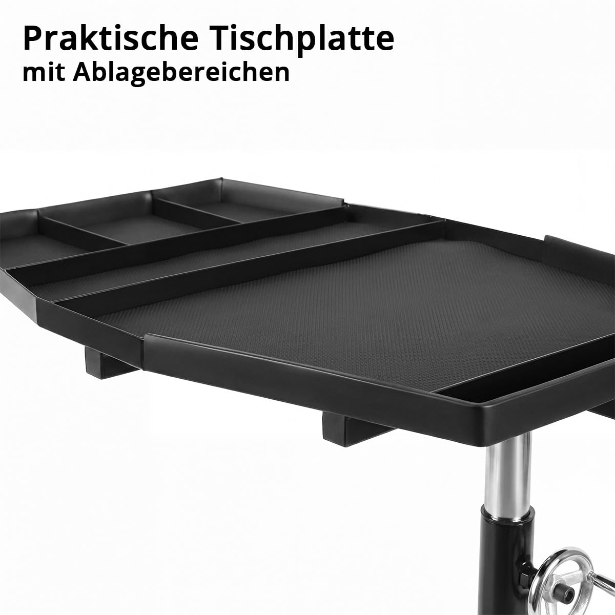 STAHLWERK Mesa de trabajo regulable en altura de 90 a 140 cm, capacidad de carga de 75 kg | Banco de trabajo móvil con 4 ruedas giratorias para garaje, taller y bricolaje