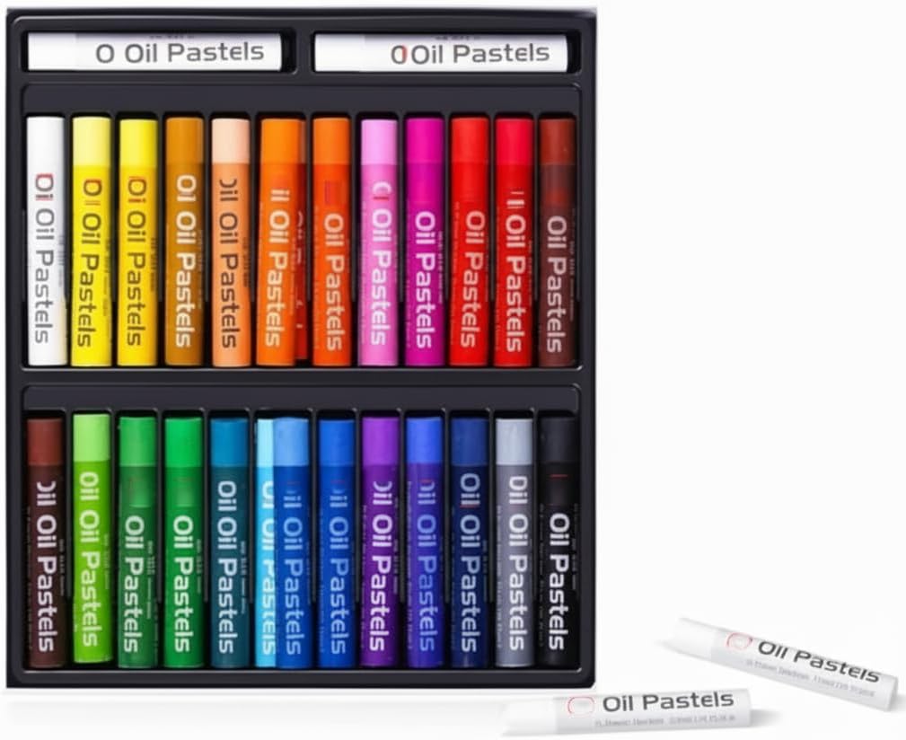 Oil Pastels Set of 26 Colors, Soft Oil Pastels for Art Painting, Drawing, Blending, Oil Crayons Pastels Art Supplies for Artists, Beginners, Students, Teachers