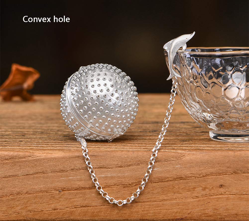999 Sterling Silber Tee Abtropfer, Delphin-förmiger Teeabläufer, Tee Ball Sterling Silber Tee Abtrower Kreative Tee Set Zubehör,Convex Hole