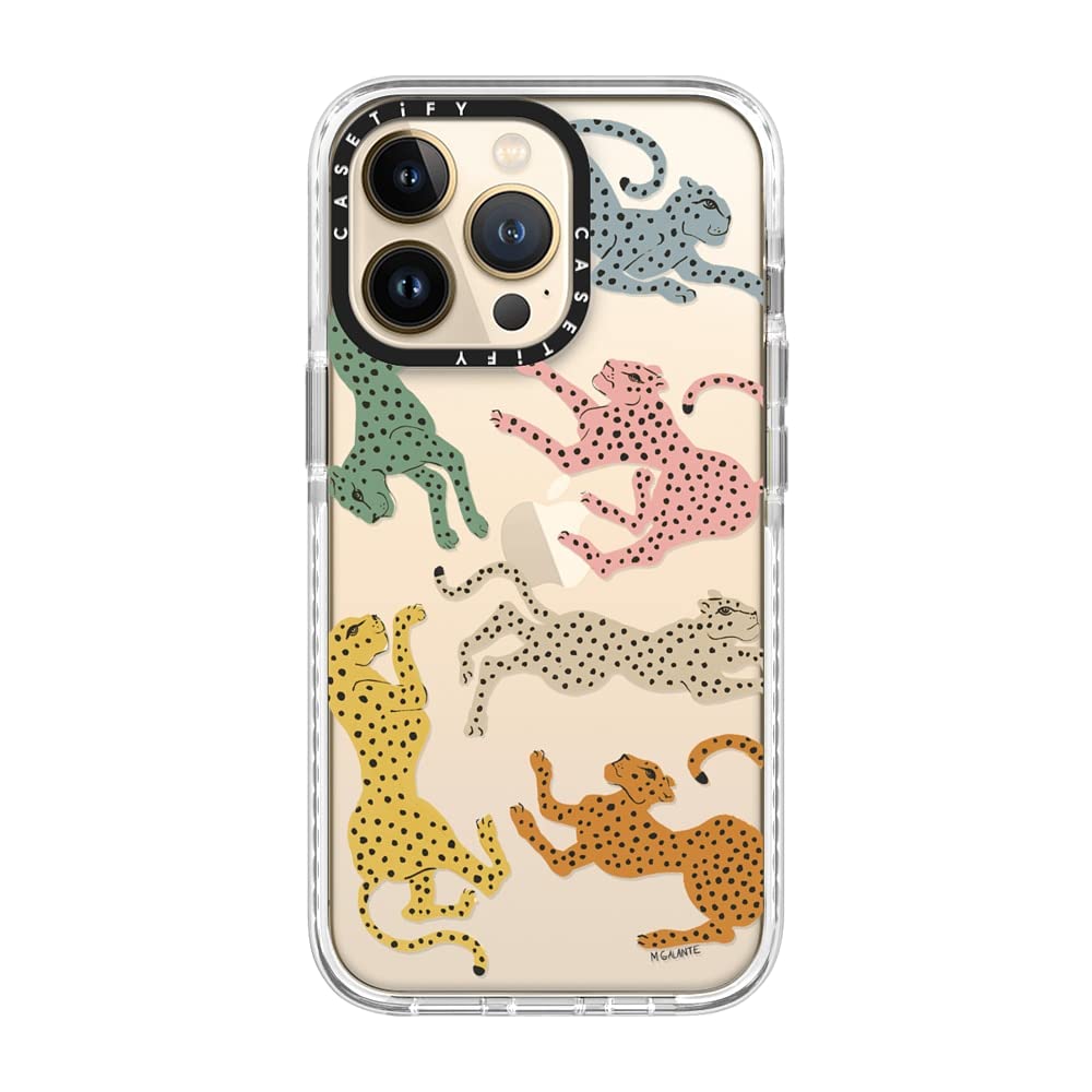 CASETiFY Impact Case for iPhone 13 Pro - Rainbow Cheetah by Megan Galante - Clear Frost