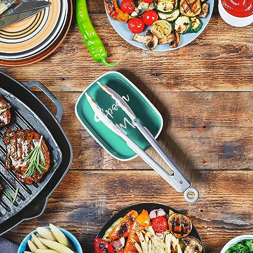 Image of Turquoise Spoon Rest for Stove Top, DAYYET Teal Ceramic Large Spoon Holder, Spoon Rest for Kitchen Counter, Heat-Resistant Cooking Utensil Rest, Teal Kitchen Decor and Accessories