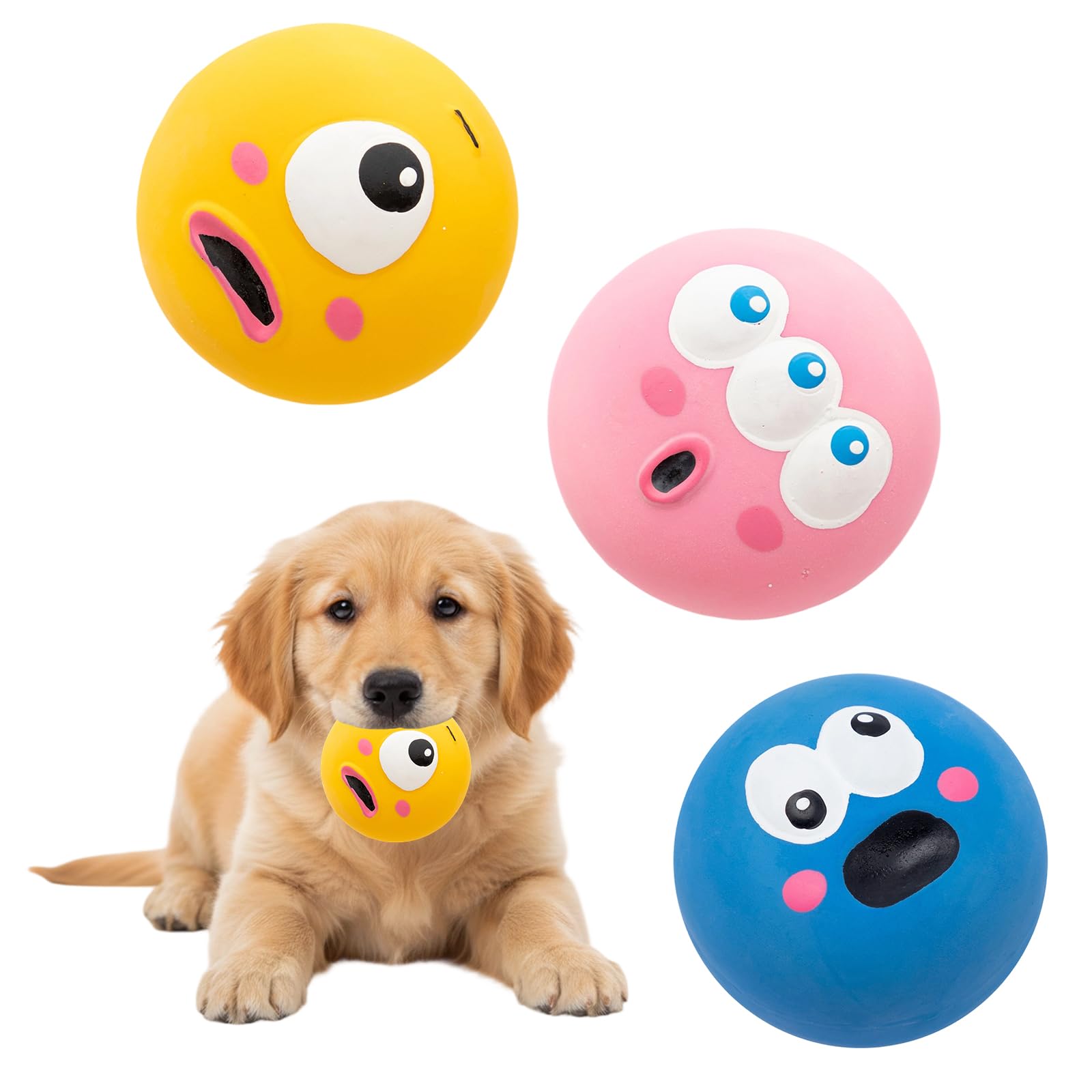 SrgPui Squeaky Dog Ball, Small Squeaky Dog Balls for Small Breed, 3 Pack Latex Ball, Interactive Toys for Indoor and Outdoor Play, 5.5 cm Chew Resistant Pet Toy