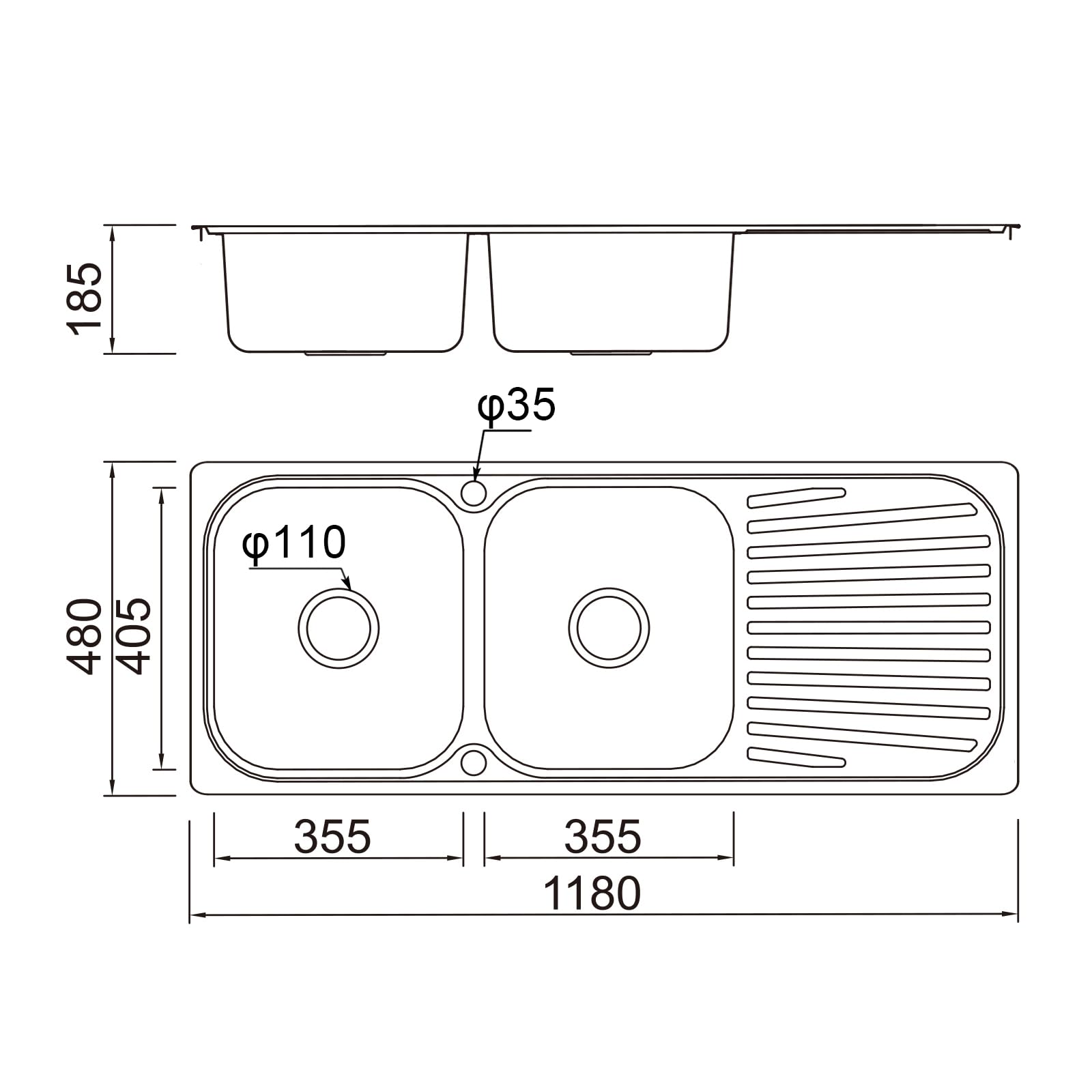 JASSFERRY Fregadero de cocina dos senos, de Acero Inoxidable, escurridor reversible, con colador de residuos