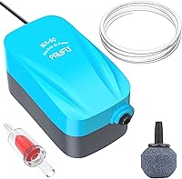 Pawfly MA-60 Quiet 40 GPH Aquarium Air Pump with Air Stone, Tubing & Check Valve for 5-20 Gallon Tanks
