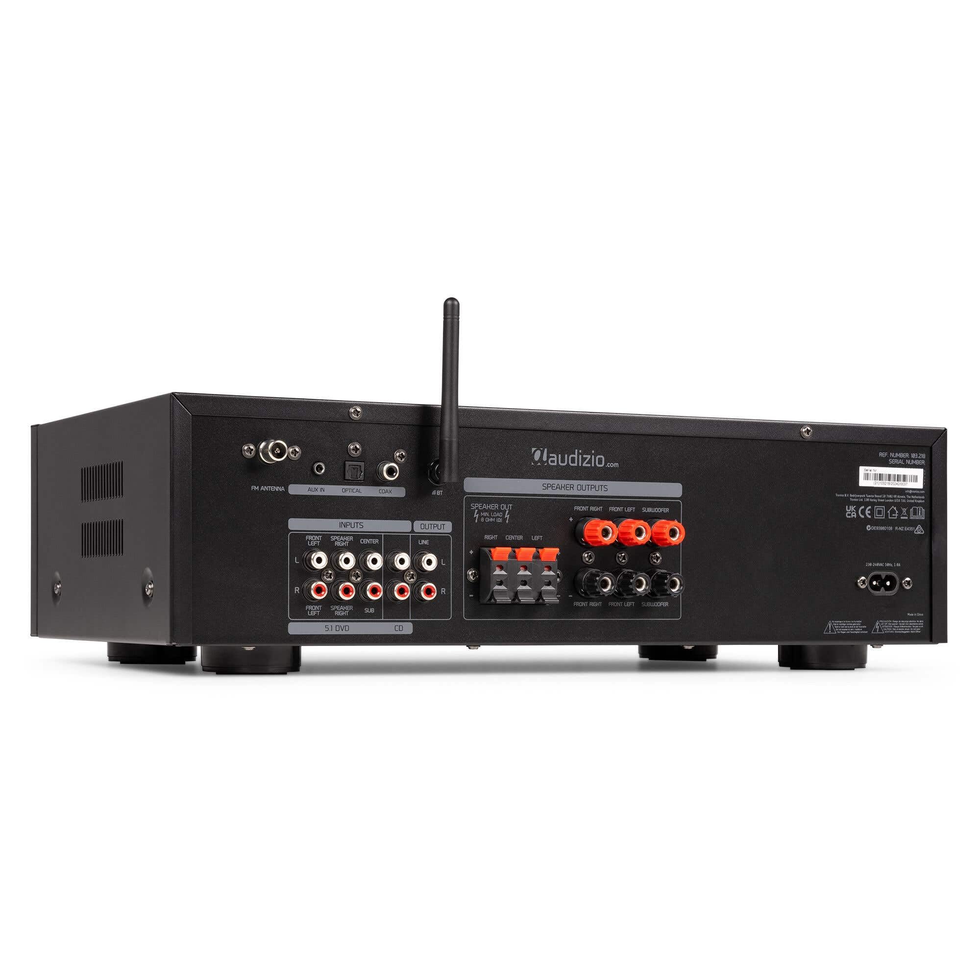 Audizio AV560EQ - Amplificatore Home Cinema 5.1, 390 W, Bluetooth USB FM | Immersive Home Cinema per film e musica, connessione versatile Bluetooth e USB, ideale per karaoke e lounge