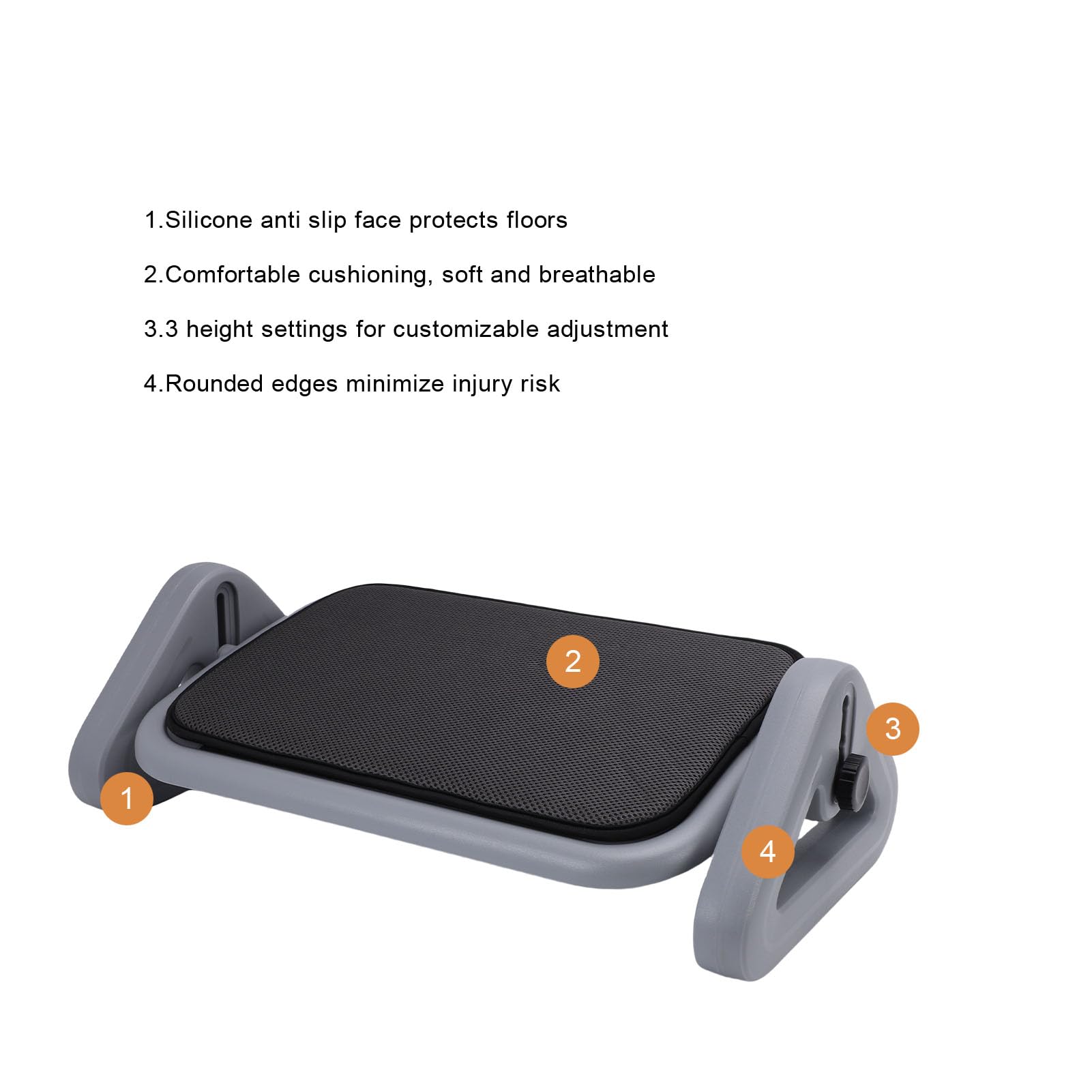 Asixxsix Poggiapiedi, Poggiapiedi Regolabile in Plastica per Sotto la Scrivania Al Lavoro, Pannello Grande con Base Antiscivolo, Ergonomico per Ufficio e Casa