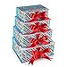 Christmas Nested Gift Box Tower Set of 4; Rectangular Shape with Red Ribbon Closure