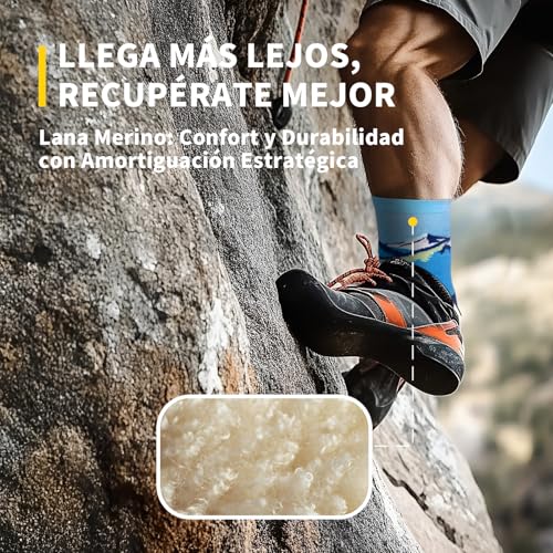 CAMBIVO Calcetines Antiampollas Senderismo 2 Pares, Lana Calcetines Trekking Hombre Mujer, Transpirables, Acolchado y Sin Costuras, Gruesos y Cálido, Diario & Deporte, para Running, Ciclismo, Trabajo - imagen 5