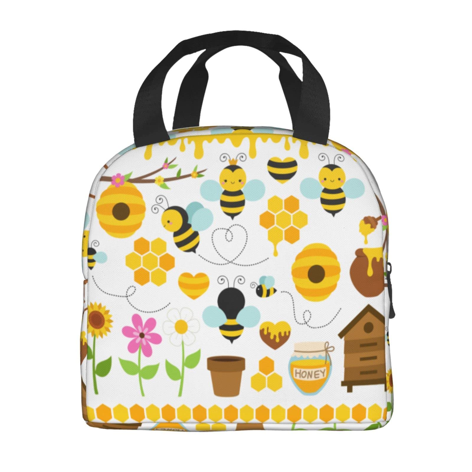 VOOHDDY Isolierte Lunchtasche mit Wabenmuster, für Männer und Frauen, wiederverwendbar, wasserdicht, tragbar, Kühltasche, für Arbeit, Büro, Picknick, Strand, Reisen