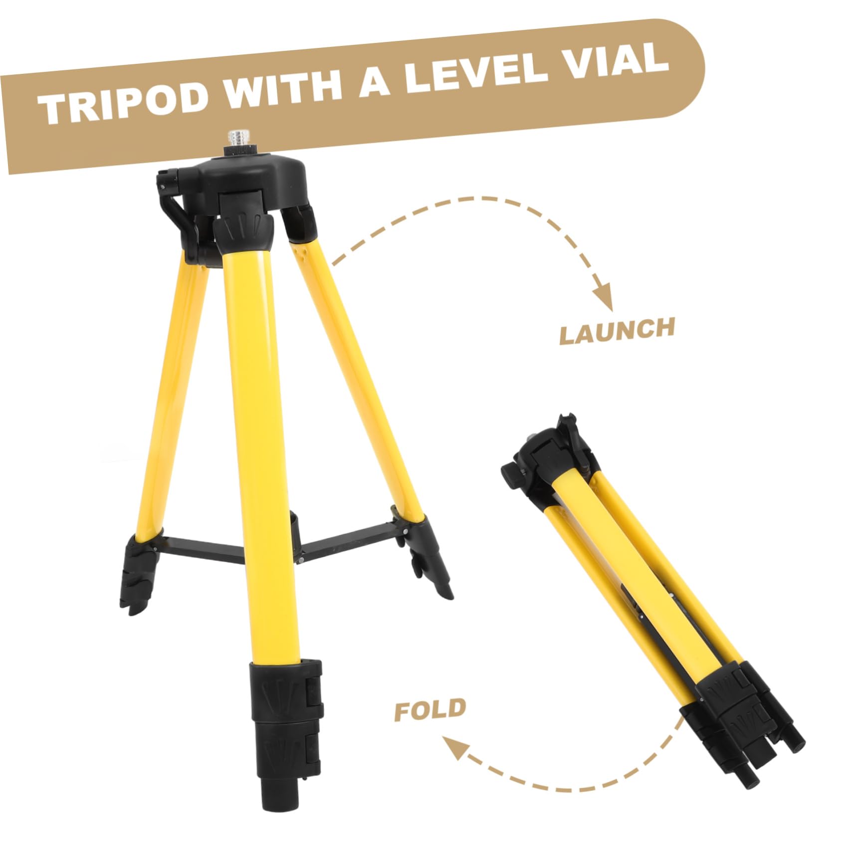 Treppiede per Livella Regolabile 1,2m, Supporto in Acciaio e Nylon, Struttura Robusta per Livellazione Precisa in Cantiere