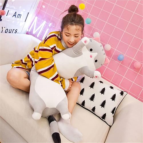 Miniatura 10 de Almohada larga de felpa de gato de 35.4 pulgadas, linda almohada de cuerpo largo de peluche, animales de peluche, peluche de gato, muñeca de gato de
