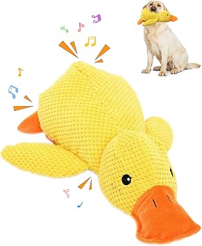Duck Dog Toys, 2026 New Calming Duck Toy for Dogs, Indestructible Dog Toys for Aggressive Chewers, Interactive Squeaky Dog Chew Puppy Toy for Small Medium Large Dogs Yellow