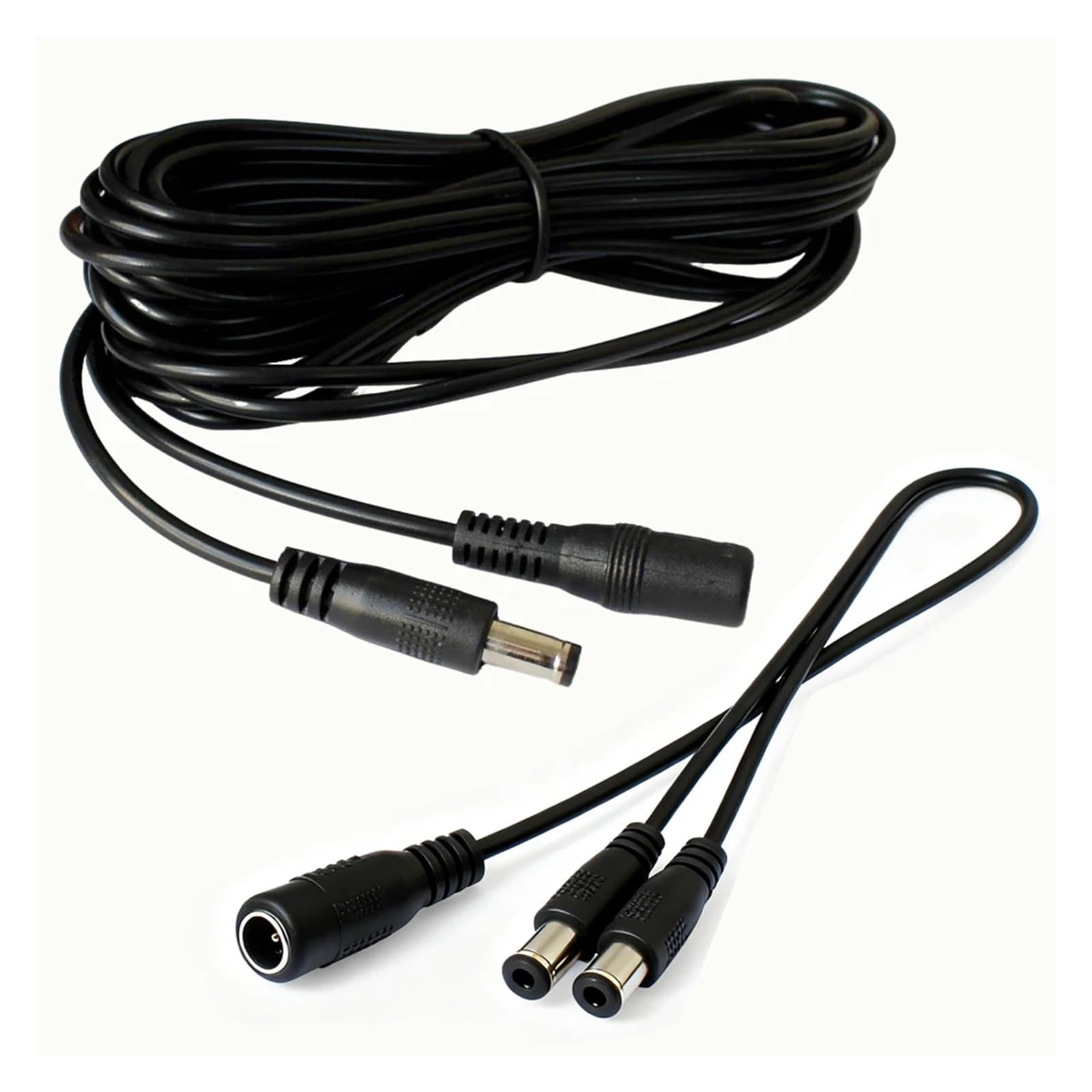 1 żeńskie na 2 męskie złącze kabla rozdzielacza zasilania DC DC5.5x2.1mm 18AWG 5m przedłużacz DC do taśmy LED światło kamera telewizji przemysłowej(5m DC Power Cable,5PCS)